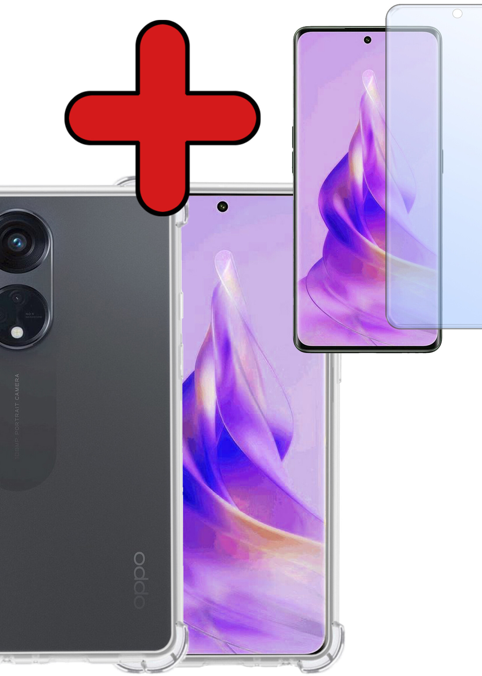 BTH Hoesje Geschikt voor OPPO Reno 8T 4G Hoesje Siliconen Shock Proof Case Hoes Met Screenprotector - Hoes Geschikt voor OPPO Reno 8T 4G Hoes Cover Case Shockproof - Transparant