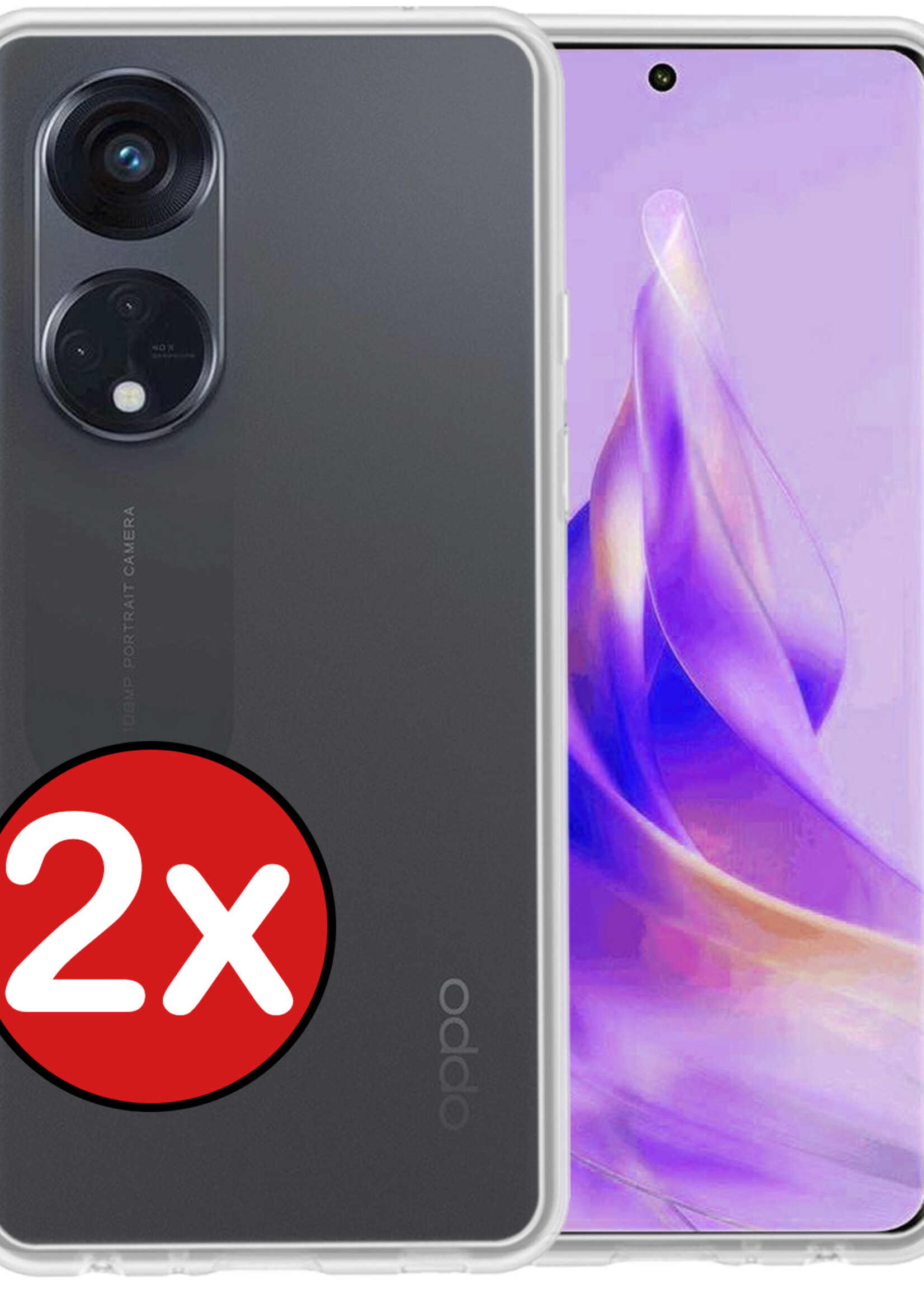BTH Hoesje Geschikt voor OPPO Reno 8T 4G Hoesje Siliconen Case Hoes - Hoes Geschikt voor OPPO Reno 8T 4G Hoes Cover Case - Transparant - 2 PACK