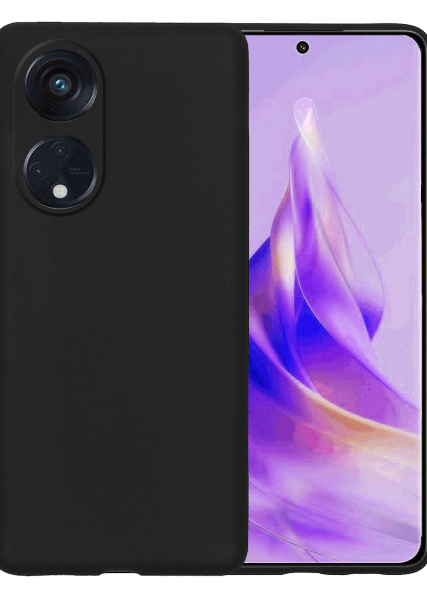BTH Hoesje Geschikt voor OPPO Reno 8T 4G Hoesje Siliconen Case Hoes - Hoes Geschikt voor OPPO Reno 8T 4G Hoes Cover Case - Zwart