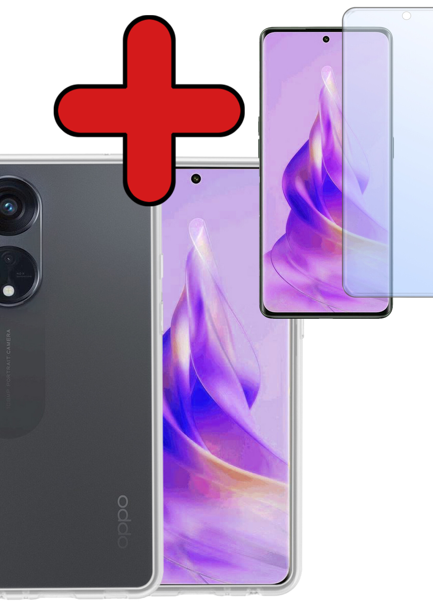 BTH Hoesje Geschikt voor OPPO Reno 8T 4G Hoesje Siliconen Case Hoes Met Screenprotector - Hoes Geschikt voor OPPO Reno 8T 4G Hoes Cover Case - Transparant