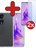 BTH BTH Oppo Reno 8T 4G Hoesje Siliconen Met 2x Screenprotector - Transparant
