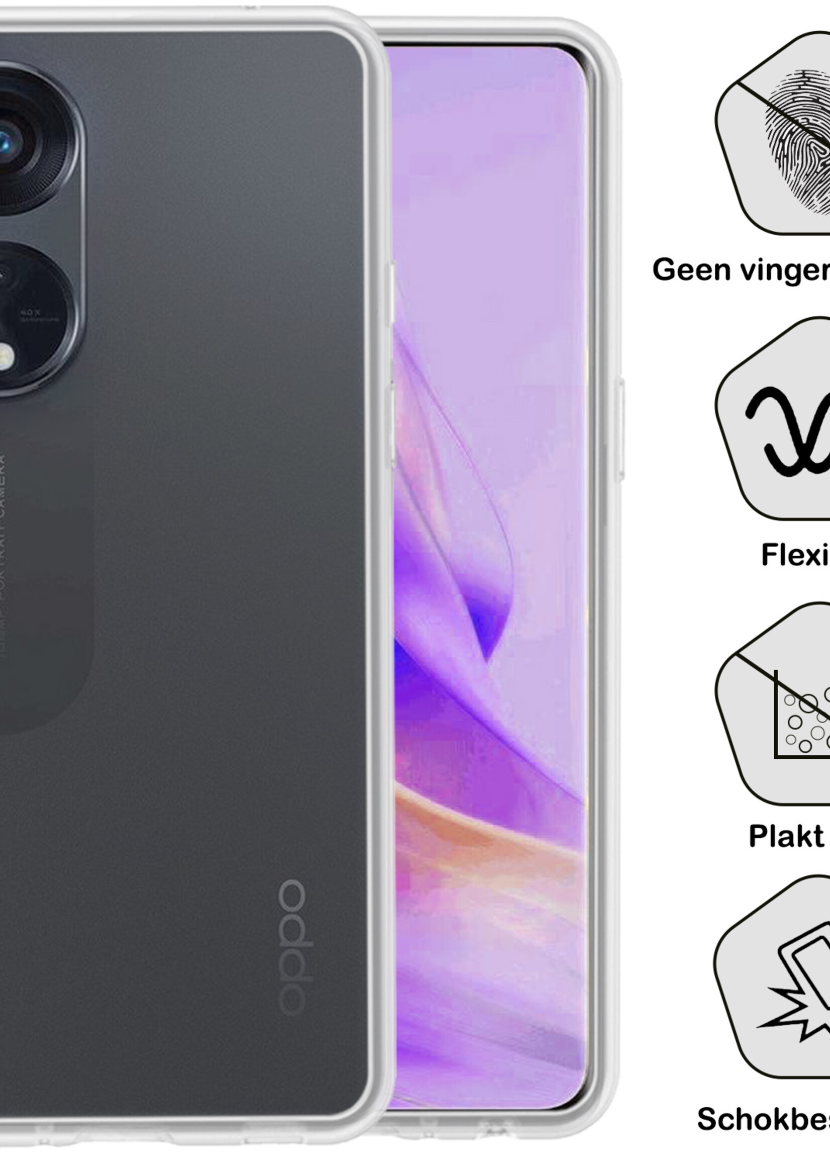 BTH Hoesje Geschikt voor OPPO Reno 8T 4G Hoesje Siliconen Case Hoes Met 2x Screenprotector - Hoes Geschikt voor OPPO Reno 8T 4G Hoes Cover Case - Transparant