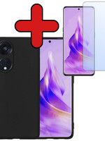 BTH BTH Oppo Reno 8T 4G Hoesje Siliconen Met Screenprotector - Zwart
