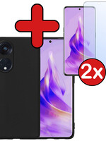 BTH BTH Oppo Reno 8T 4G Hoesje Siliconen Met 2x Screenprotector - Zwart