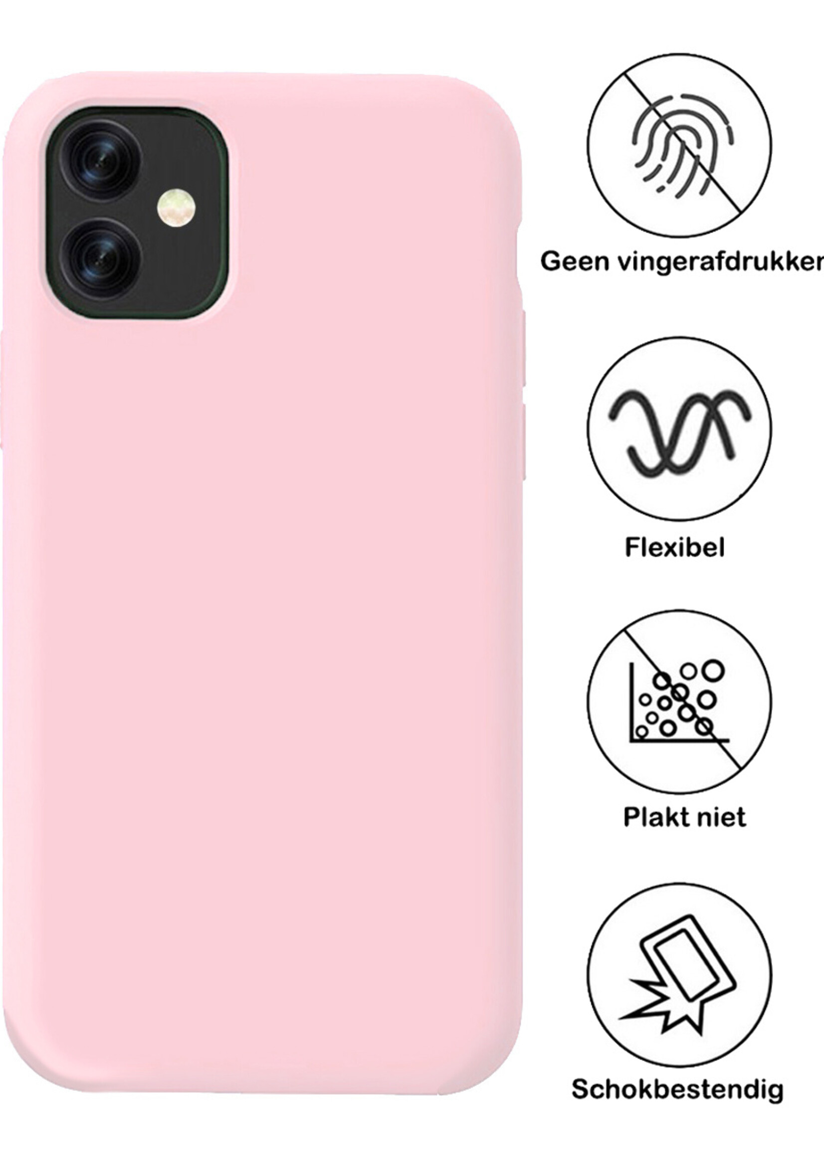 BTH Hoesje Geschikt voor iPhone 11 Hoesje Siliconen Case Hoes - Hoes Geschikt voor iPhone 11 Hoes Cover Case - Roze