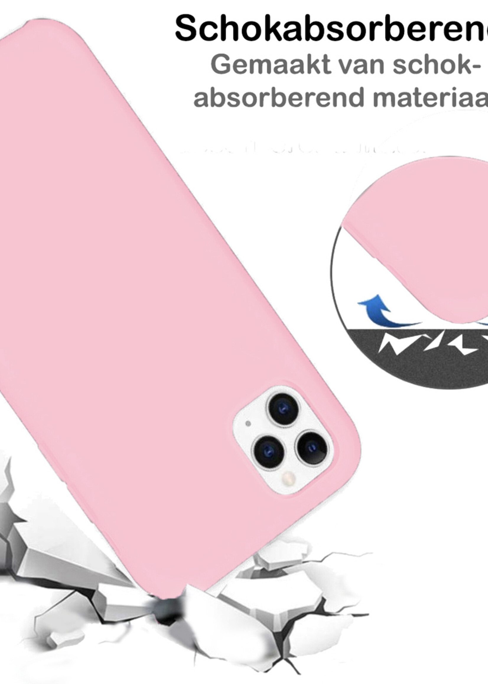 BTH Hoesje Geschikt voor iPhone 11 Hoesje Siliconen Case Hoes - Hoes Geschikt voor iPhone 11 Hoes Cover Case - Roze