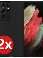 BTH BTH 2 PACK - Samsung Galaxy S21 Ultra hoesje siliconen - Zwart