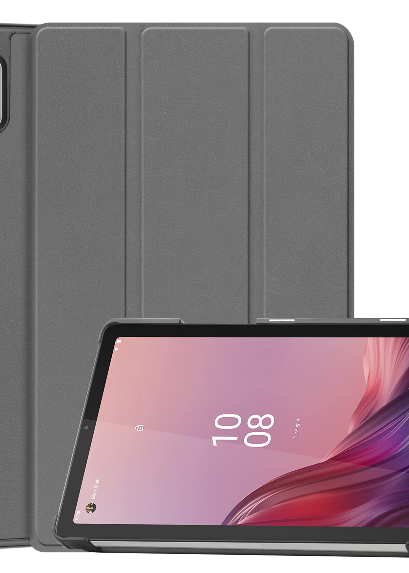 BTH Hoes Geschikt voor Lenovo Tab M9 Hoes Book Case Hoesje Trifold Cover - Hoesje Geschikt voor Lenovo Tab M9 Hoesje Bookcase - Grijs