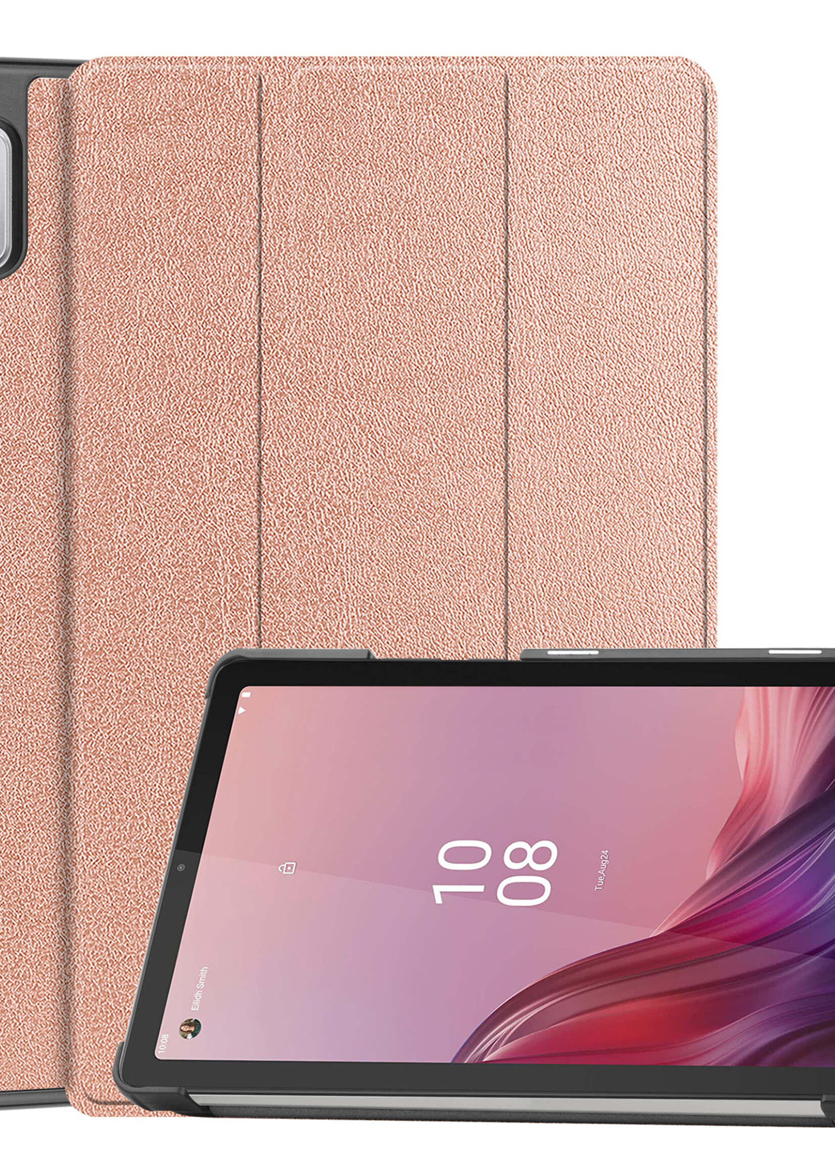 BTH Hoes Geschikt voor Lenovo Tab M9 Hoes Book Case Hoesje Trifold Cover - Hoesje Geschikt voor Lenovo Tab M9 Hoesje Bookcase - Rosé goud