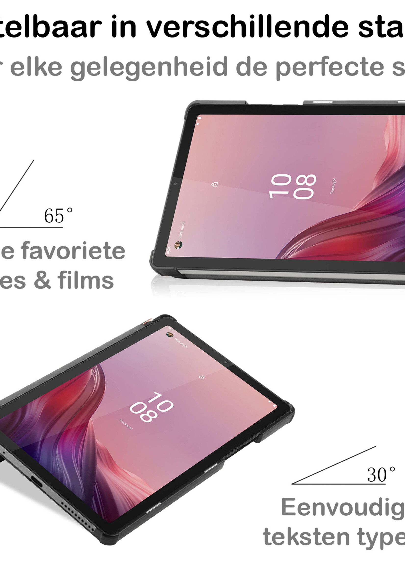 BTH Hoes Geschikt voor Lenovo Tab M9 Hoes Book Case Hoesje Trifold Cover - Hoesje Geschikt voor Lenovo Tab M9 Hoesje Bookcase - Rosé goud