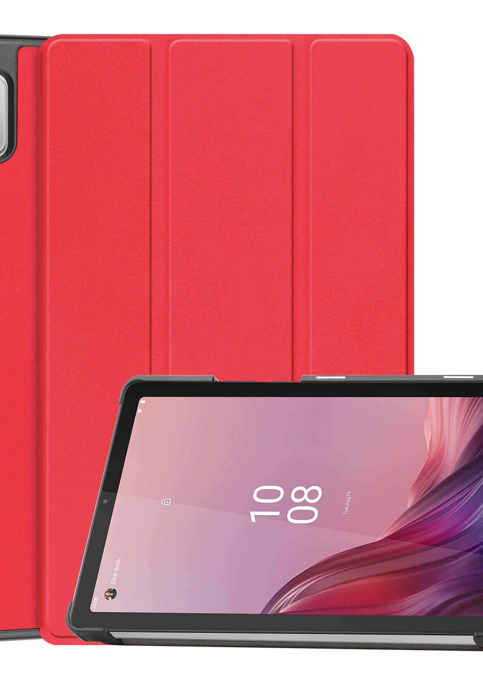 BTH Hoes Geschikt voor Lenovo Tab M9 Hoes Book Case Hoesje Trifold Cover - Hoesje Geschikt voor Lenovo Tab M9 Hoesje Bookcase - Rood