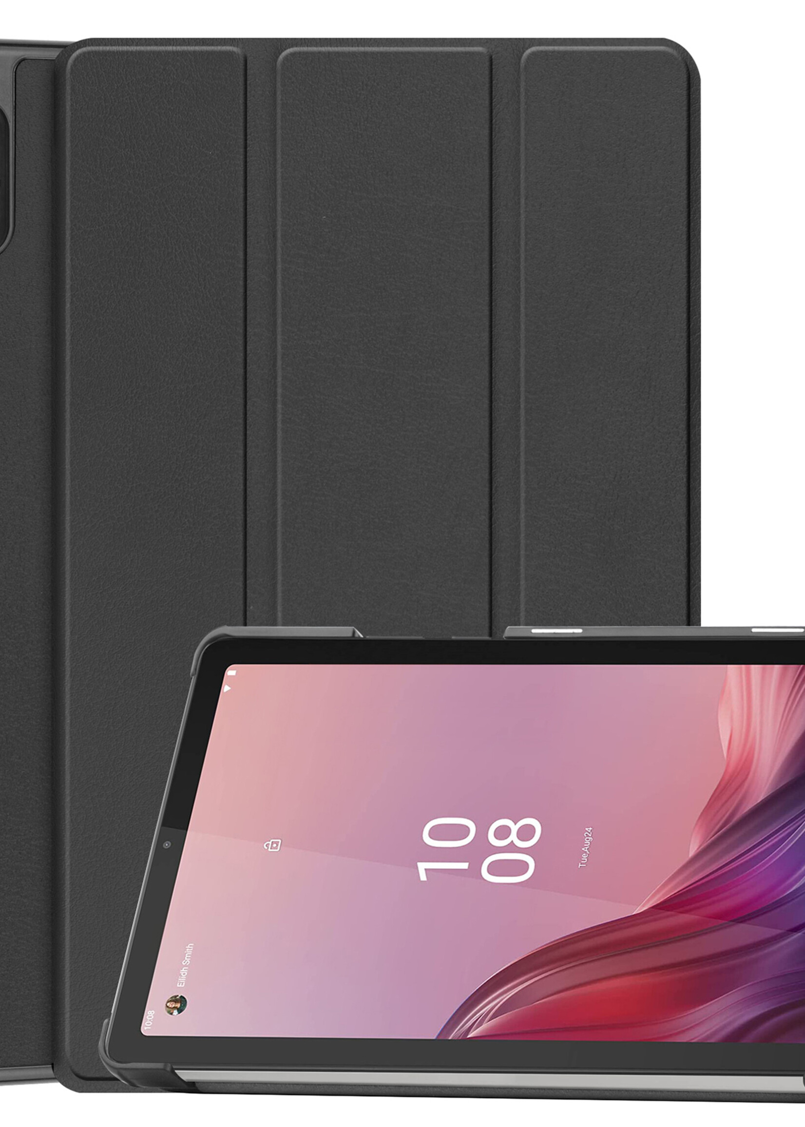 BTH Hoes Geschikt voor Lenovo Tab M9 Hoes Book Case Hoesje Trifold Cover - Hoesje Geschikt voor Lenovo Tab M9 Hoesje Bookcase - Zwart