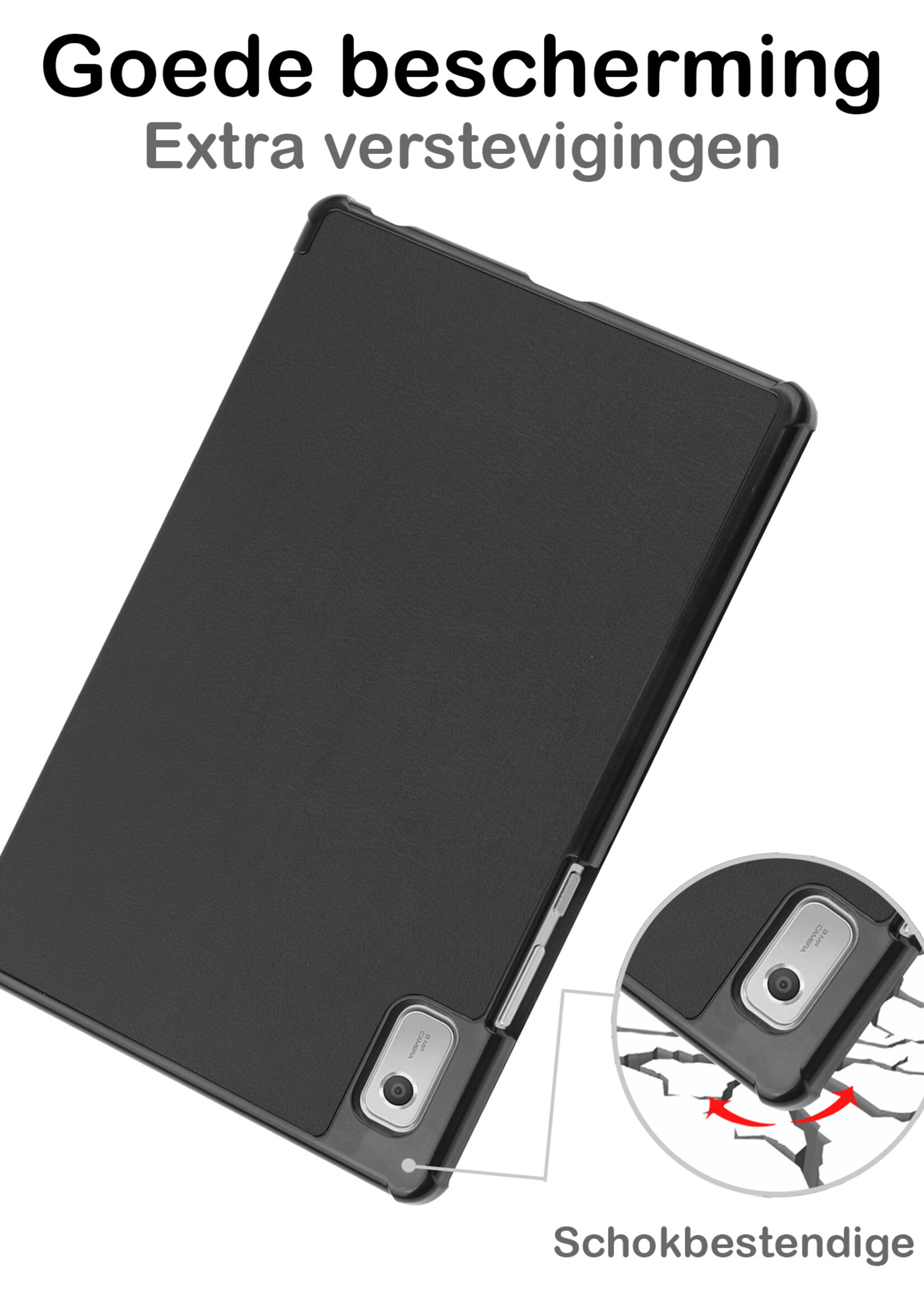 BTH Hoes Geschikt voor Lenovo Tab M9 Hoes Book Case Hoesje Trifold Cover - Hoesje Geschikt voor Lenovo Tab M9 Hoesje Bookcase - Zwart