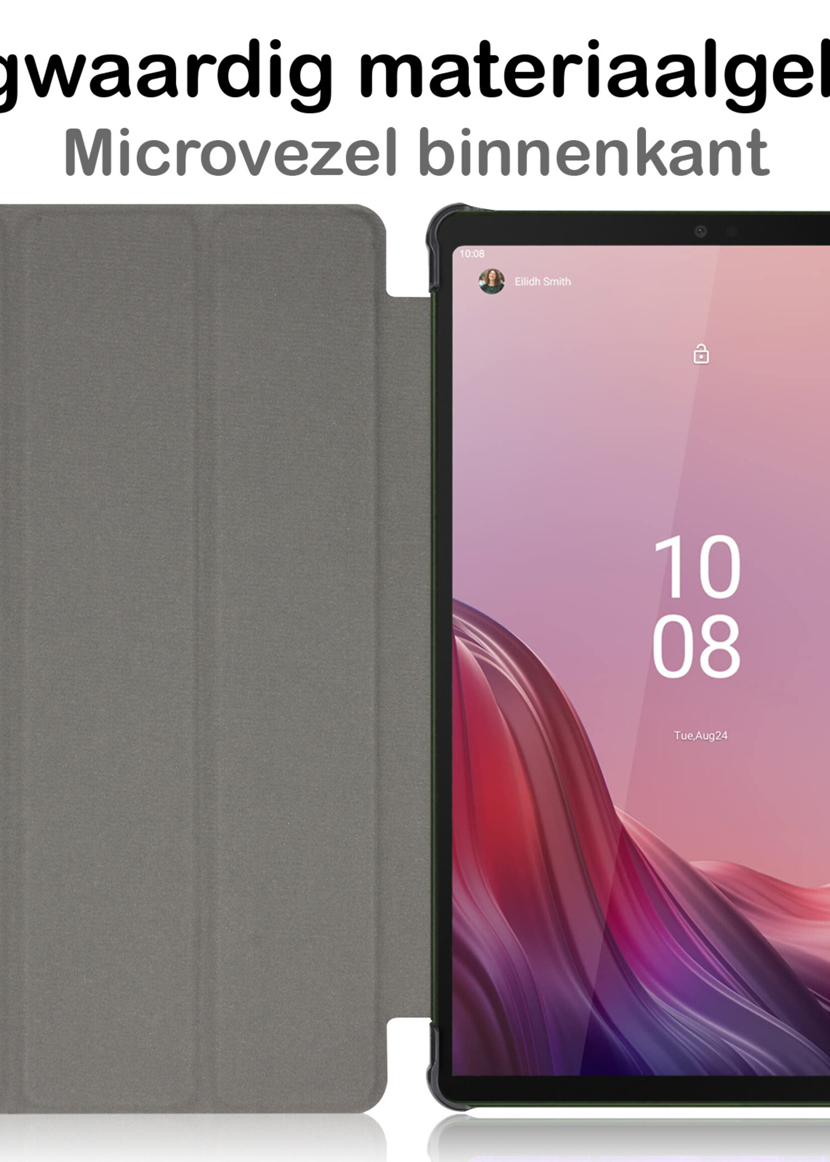 BTH Hoes Geschikt voor Lenovo Tab M9 Hoes Book Case Hoesje Trifold Cover Met Screenprotector - Hoesje Geschikt voor Lenovo Tab M9 Hoesje Bookcase - Donkergroen