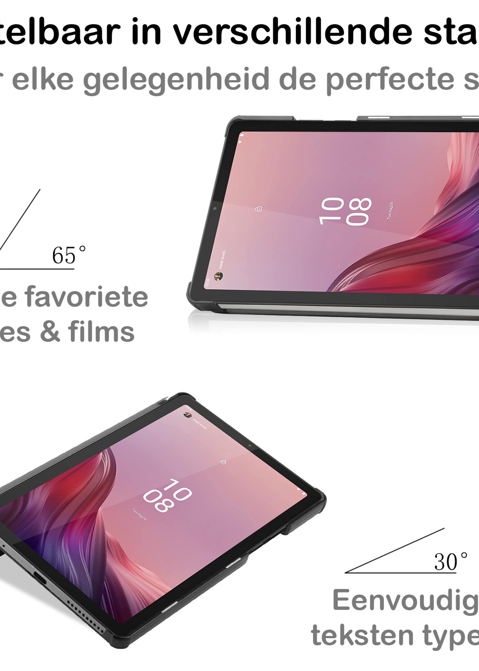 BTH Hoes Geschikt voor Lenovo Tab M9 Hoes Book Case Hoesje Trifold Cover Met Screenprotector - Hoesje Geschikt voor Lenovo Tab M9 Hoesje Bookcase - Grijs