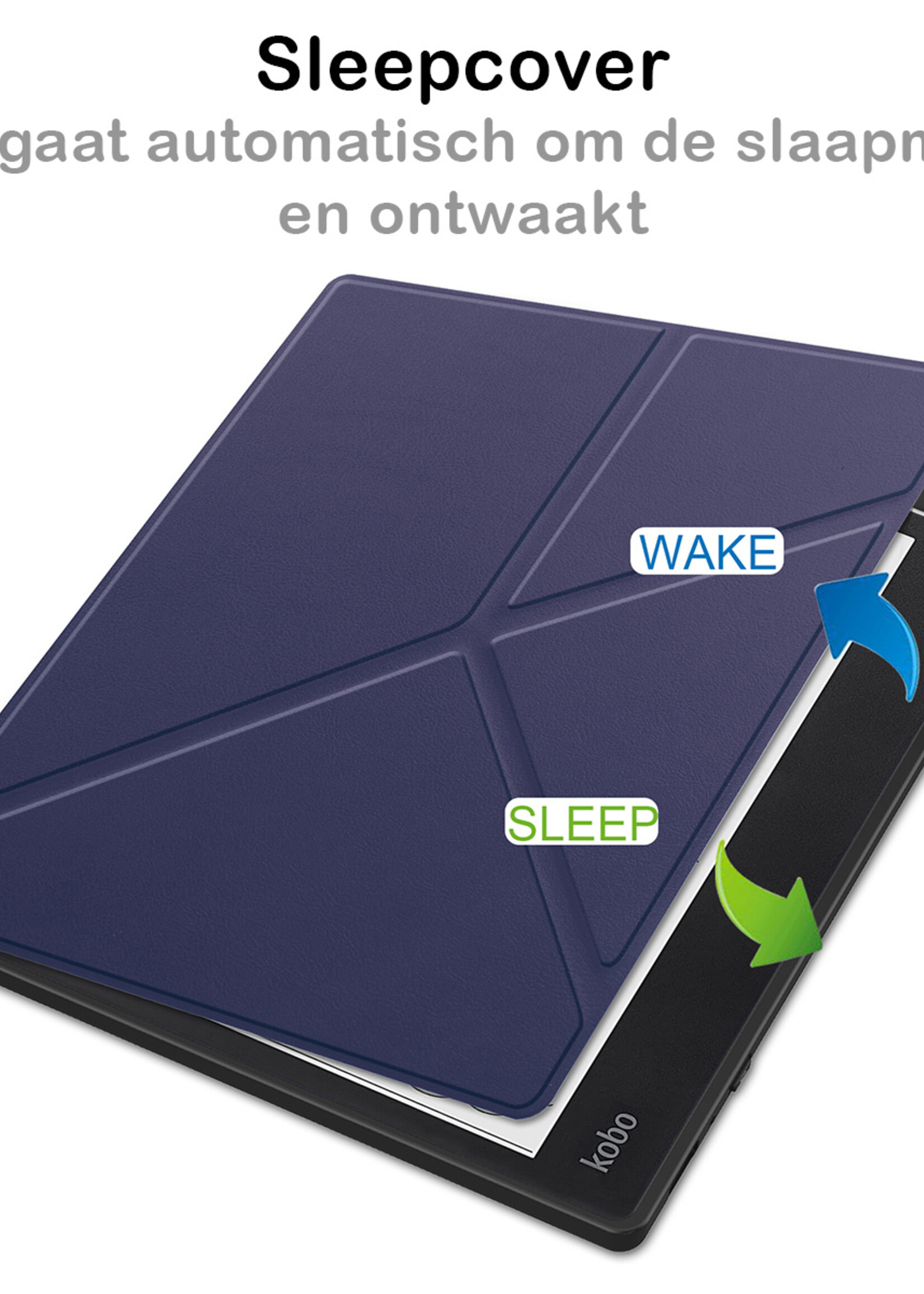BTH Hoesje Geschikt voor Kobo Elipsa 2E Hoesje Luxe Bescherm Case - Hoes Geschikt voor Kobo Elipsa 2E Hoes Book Cover - Blauw