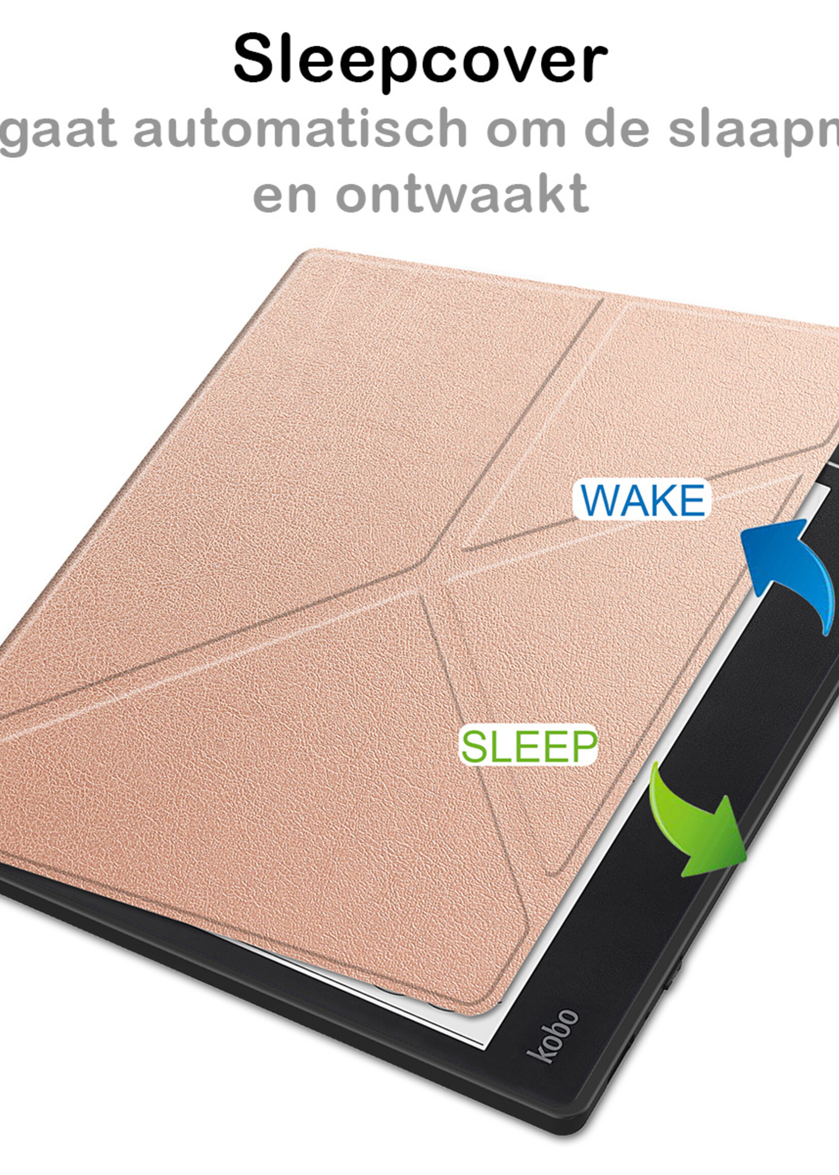 BTH Hoesje Geschikt voor Kobo Elipsa 2E Hoesje Luxe Bescherm Case - Hoes Geschikt voor Kobo Elipsa 2E Hoes Book Cover - Rosé Goud
