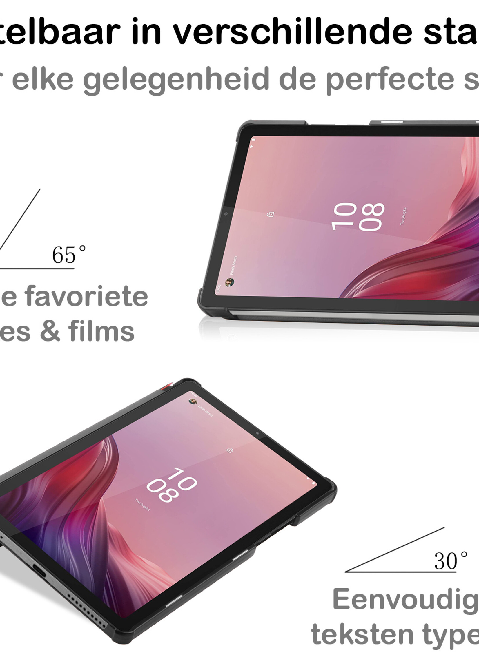 BTH Hoes Geschikt voor Lenovo Tab M9 Hoes Book Case Hoesje Trifold Cover Met Screenprotector - Hoesje Geschikt voor Lenovo Tab M9 Hoesje Bookcase - Rood