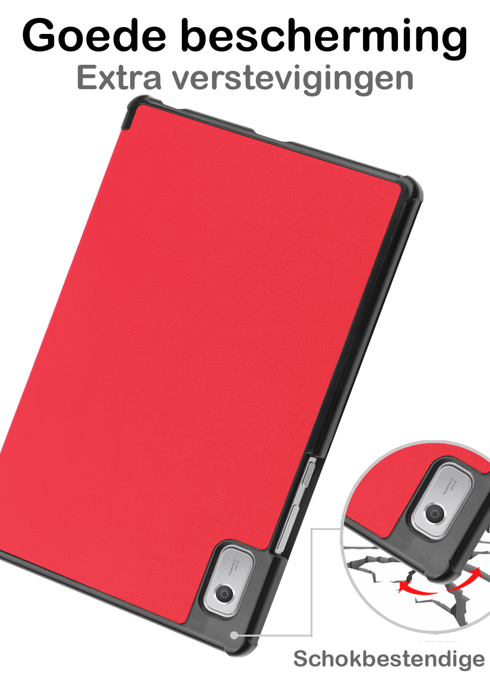BTH Hoes Geschikt voor Lenovo Tab M9 Hoes Book Case Hoesje Trifold Cover Met Screenprotector - Hoesje Geschikt voor Lenovo Tab M9 Hoesje Bookcase - Rood