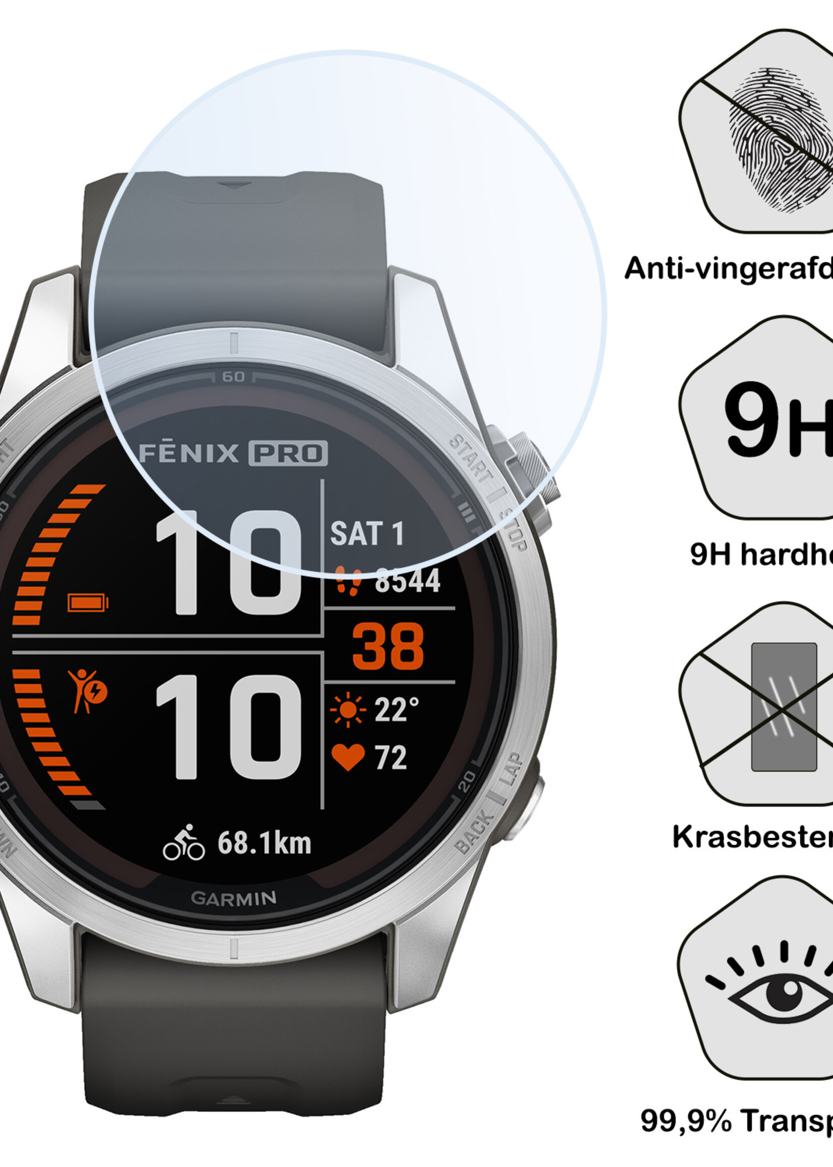 BTH Screenprotector Geschikt voor Garmin Fenix 7S Pro Screenprotector Glas Gehard Screen Cover - Screen Protector Geschikt voor Garmin Fenix 7S Pro Screenprotector Tempered Glass - 2 PACK