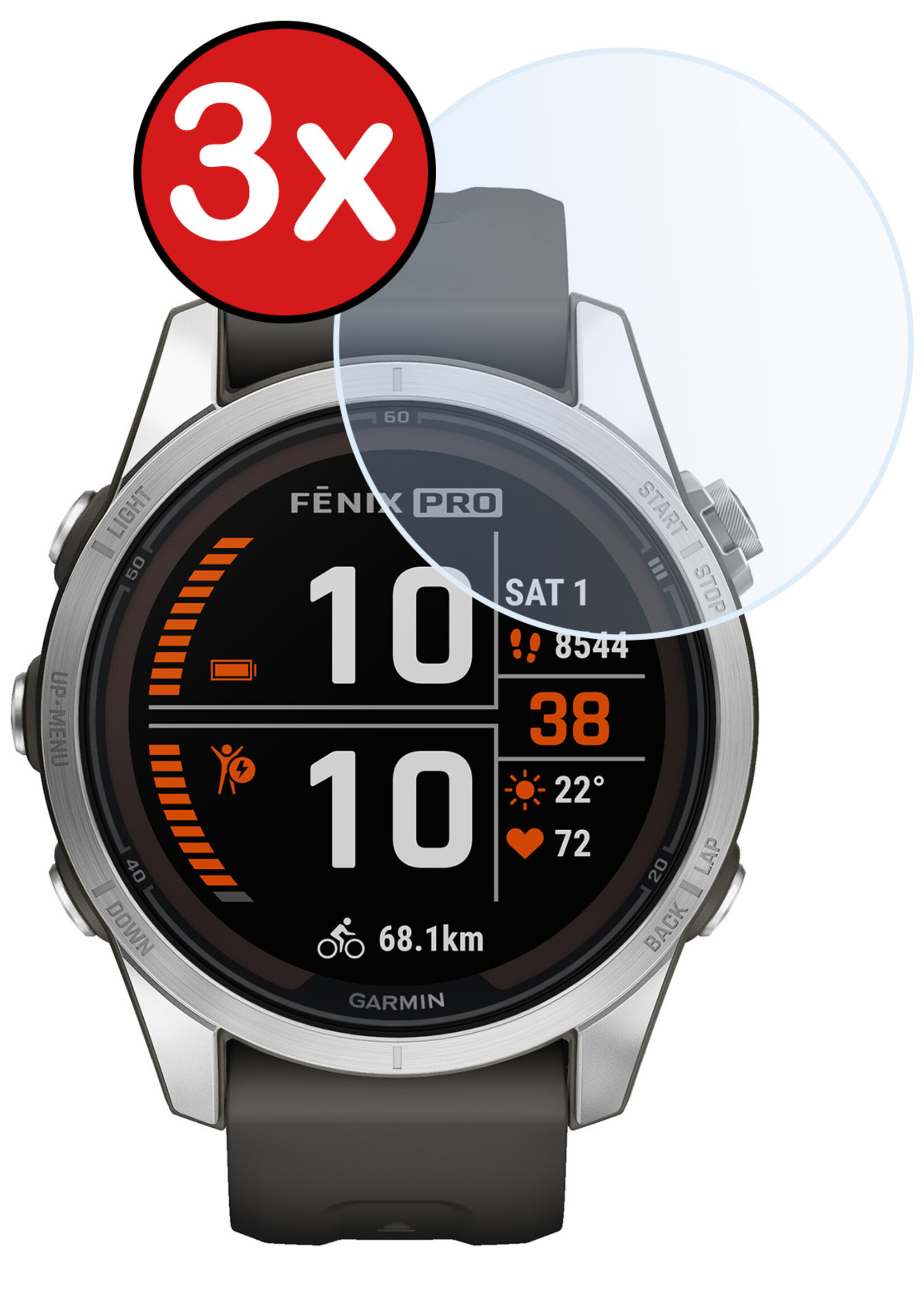 BTH Screenprotector Geschikt voor Garmin Fenix 7S Pro Screenprotector Glas Gehard Screen Cover - Screen Protector Geschikt voor Garmin Fenix 7S Pro Screenprotector Tempered Glass - 3 PACK