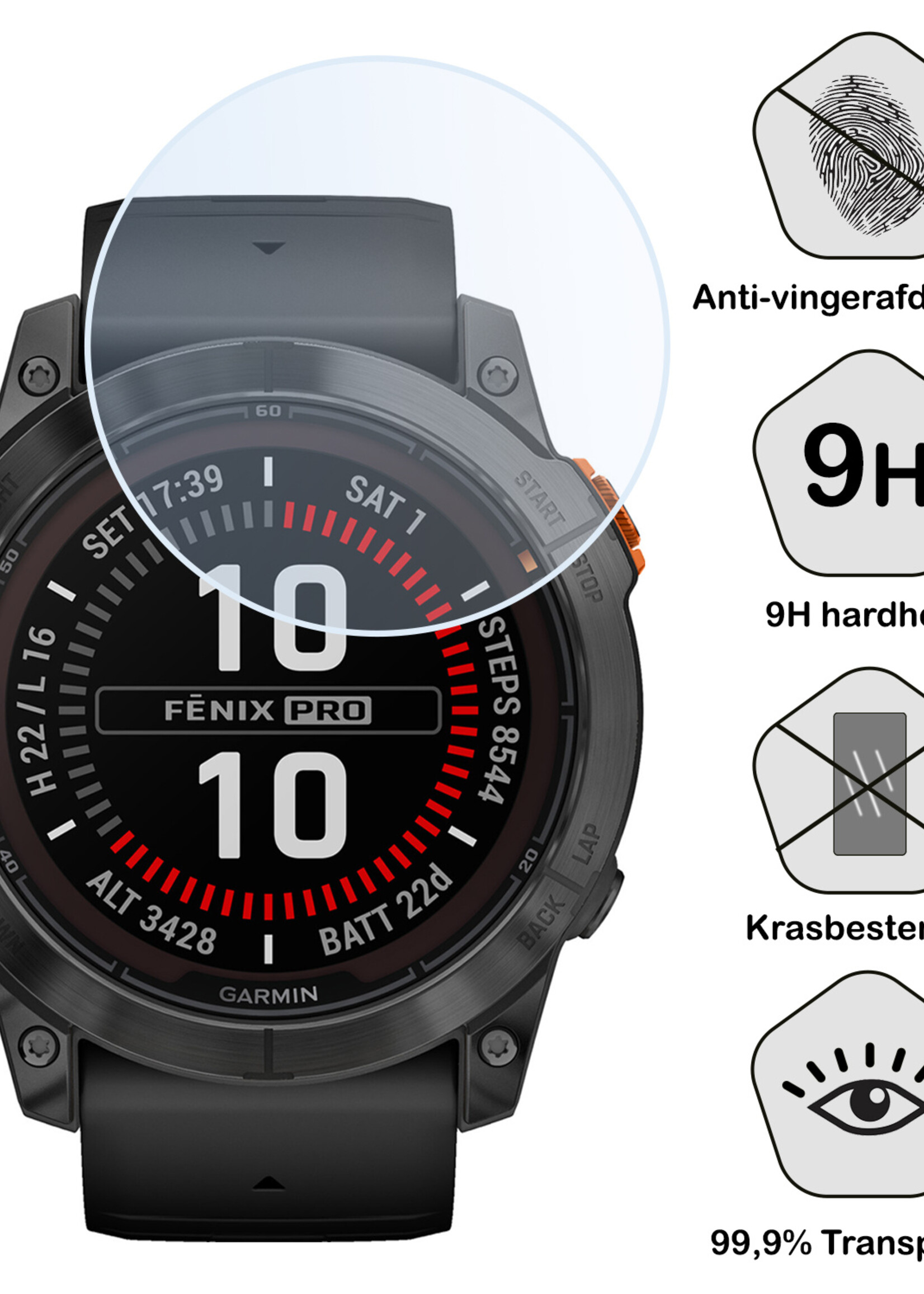 BTH Screenprotector Geschikt voor Garmin Fenix 7X Pro Screenprotector Glas Gehard Screen Cover - Screen Protector Geschikt voor Garmin Fenix 7X Pro Screenprotector Tempered Glass - 3 PACK