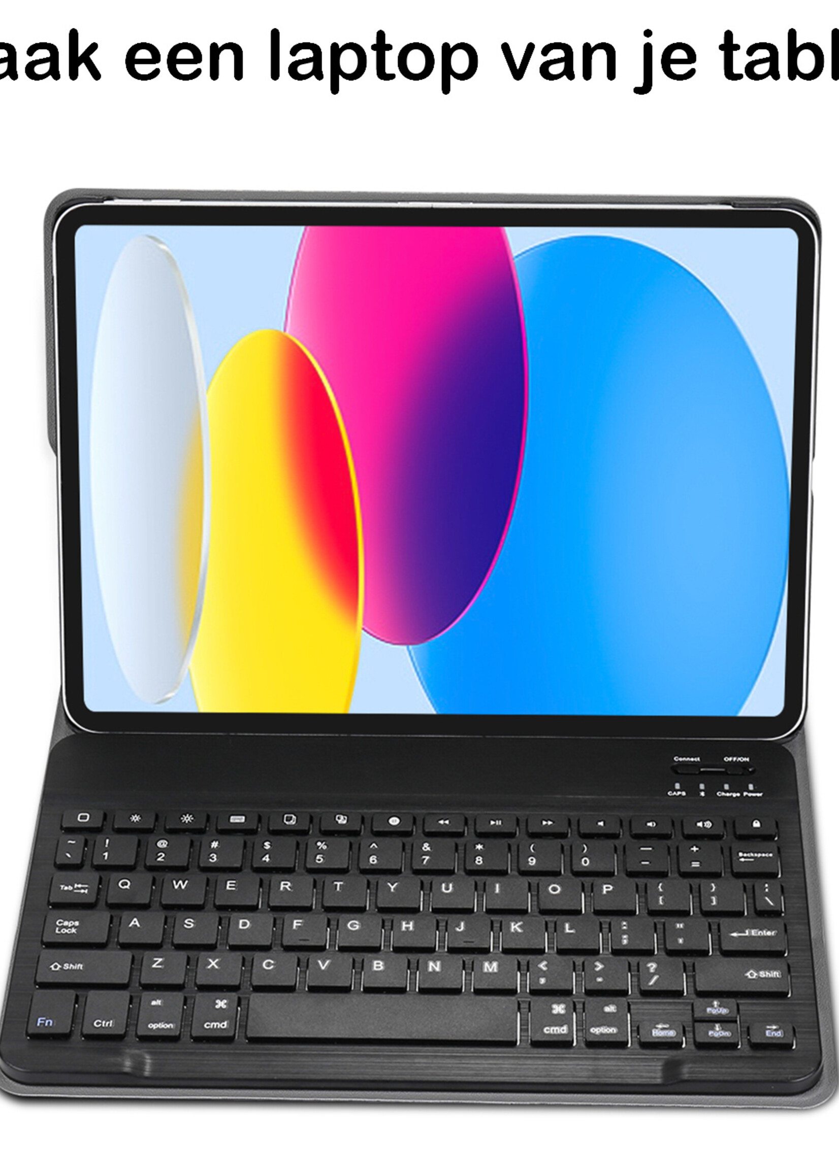 BTH Hoes Geschikt voor iPad 2022 Hoes Toetsenbord Hoesje Keyboard Case Cover - Hoesje Geschikt voor iPad 10 Hoes Toetsenbord Case - Blauw