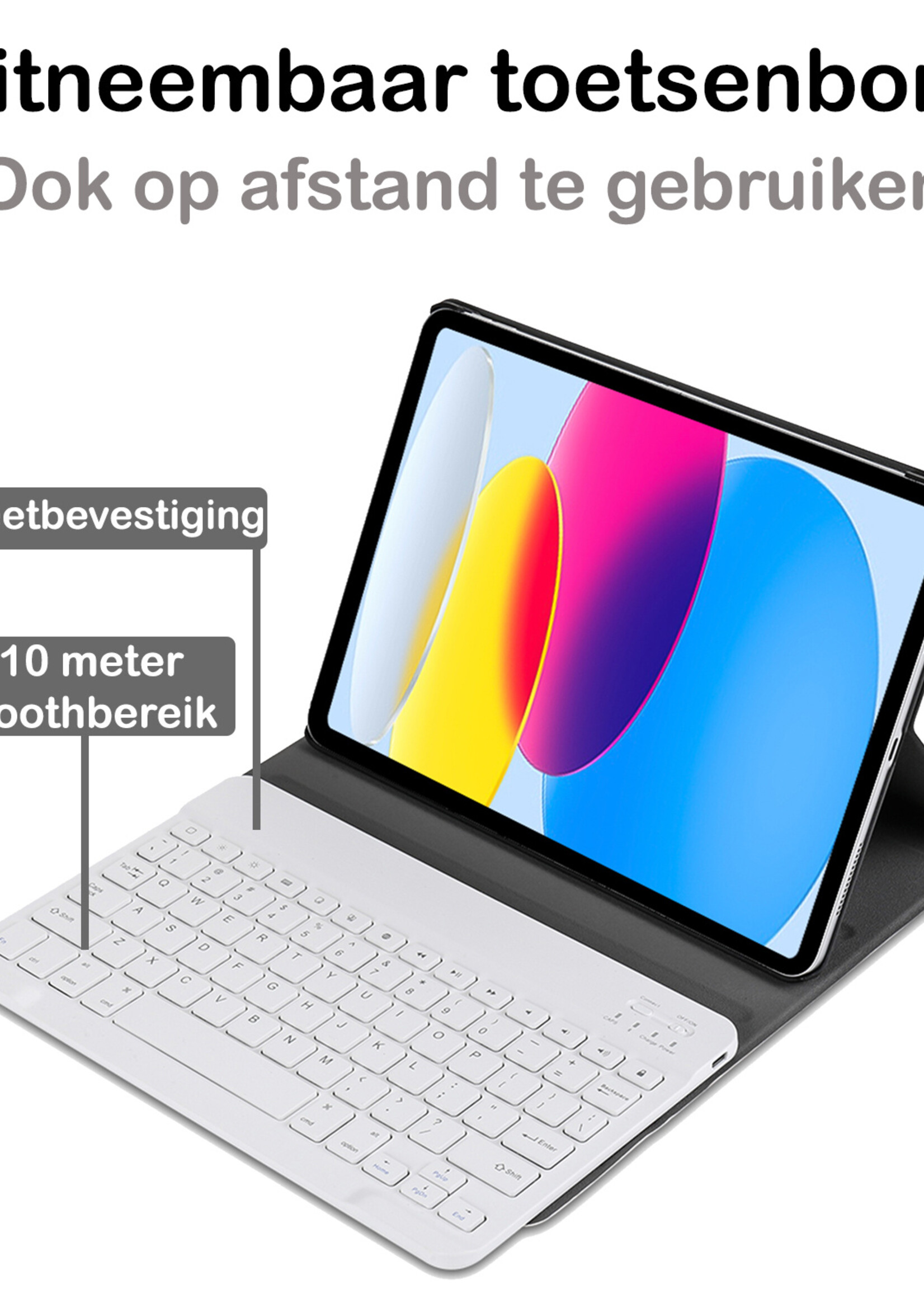 BTH Hoes Geschikt voor iPad 2022 Hoes Toetsenbord Hoesje Keyboard Case Cover - Hoesje Geschikt voor iPad 10 Hoes Toetsenbord Case - Rosé goud