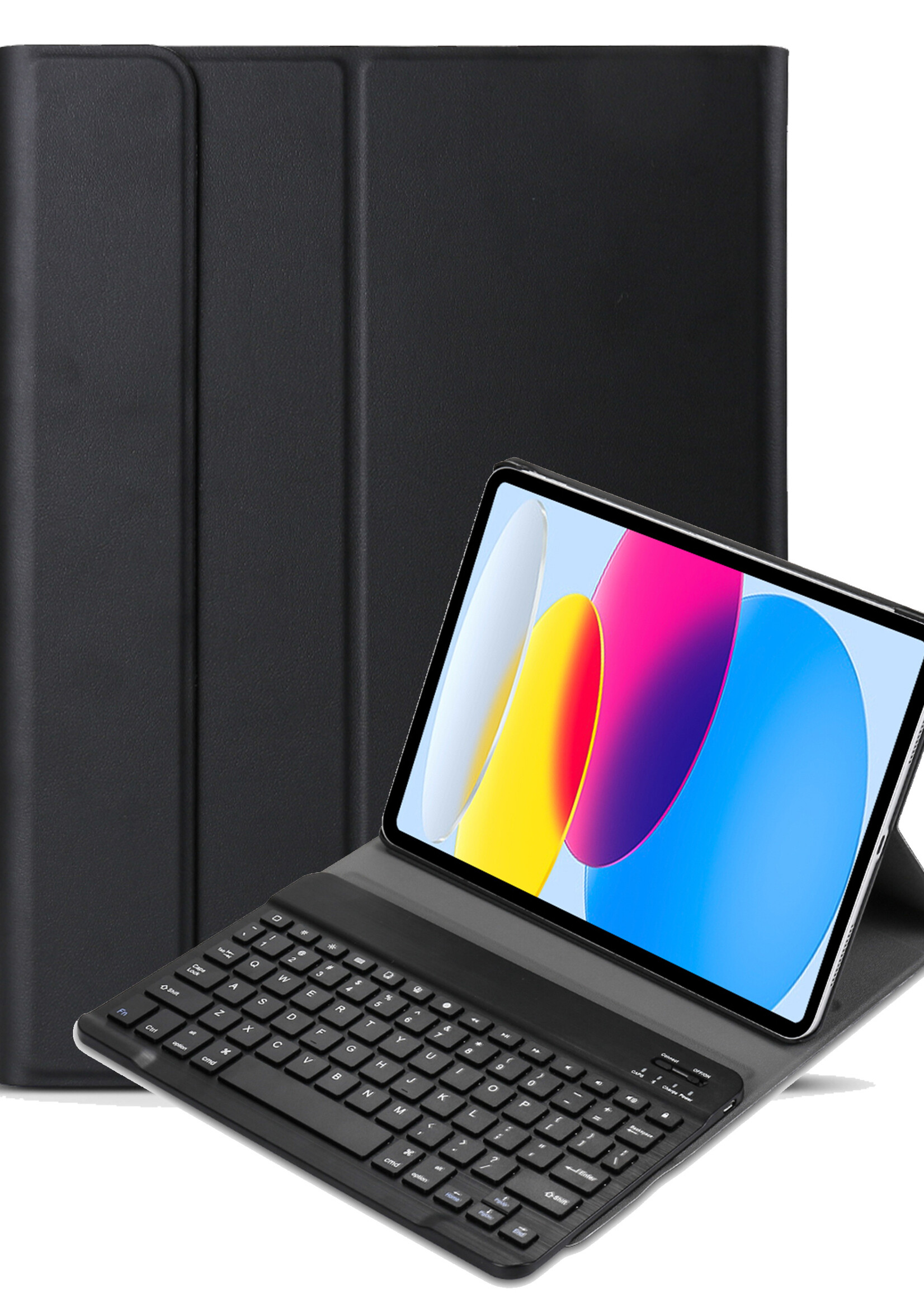 BTH Hoes Geschikt voor iPad 2022 Hoes Toetsenbord Hoesje Keyboard Case Cover - Hoesje Geschikt voor iPad 10 Hoes Toetsenbord Case - Zwart