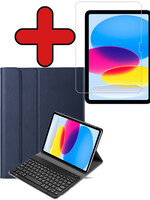 BTH BTH iPad 10 (2022) Toetsenbordhoes Met Screenprotector - Donkerblauw