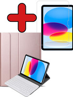BTH BTH iPad 10 (2022) Toetsenbordhoes Met Screenprotector - Rose Goud