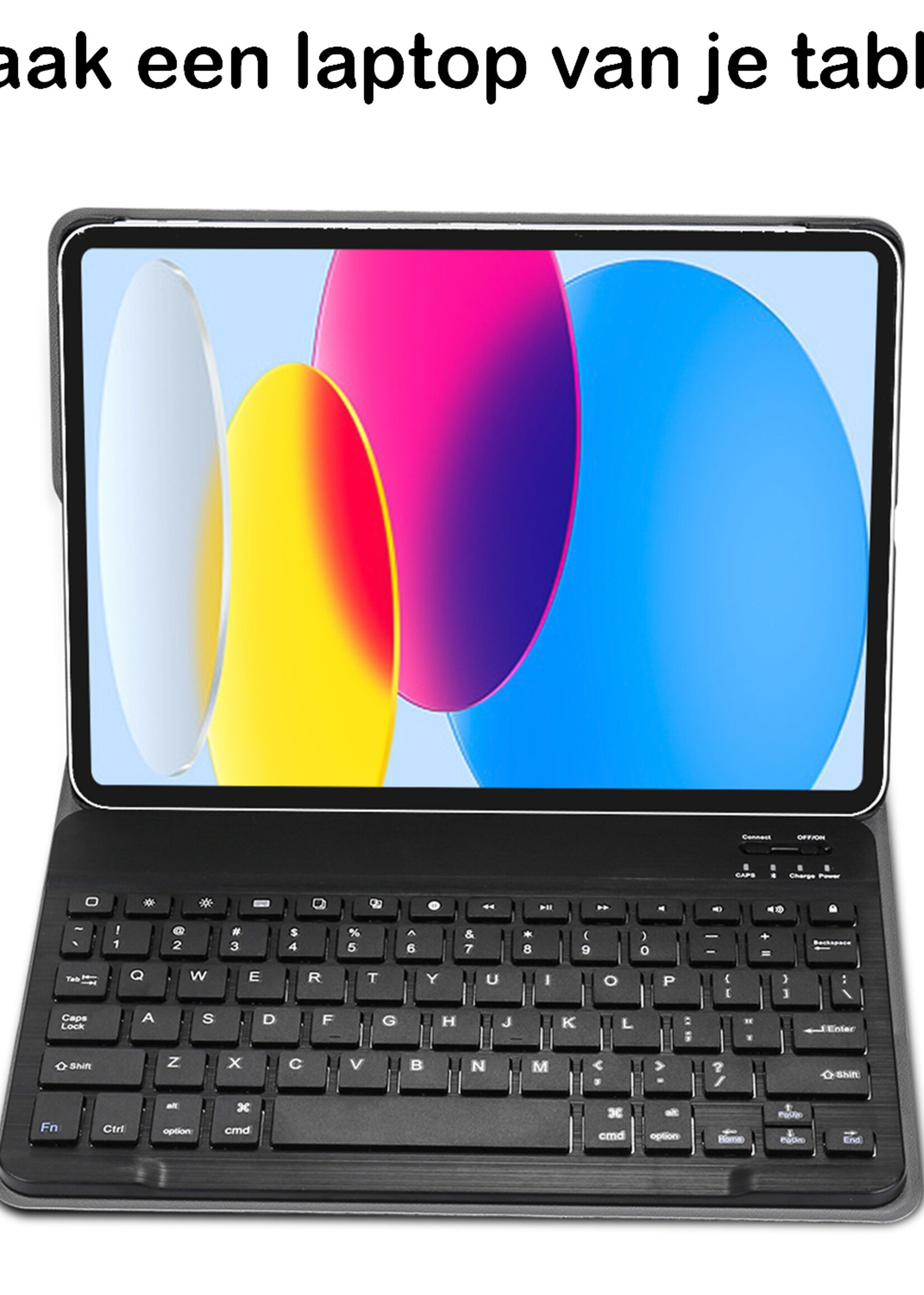 BTH Hoes Geschikt voor iPad 2022 Hoes Toetsenbord Hoesje Keyboard Case Cover Met Screenprotector - Hoesje Geschikt voor iPad 10 Hoes Toetsenbord Case - Zwart