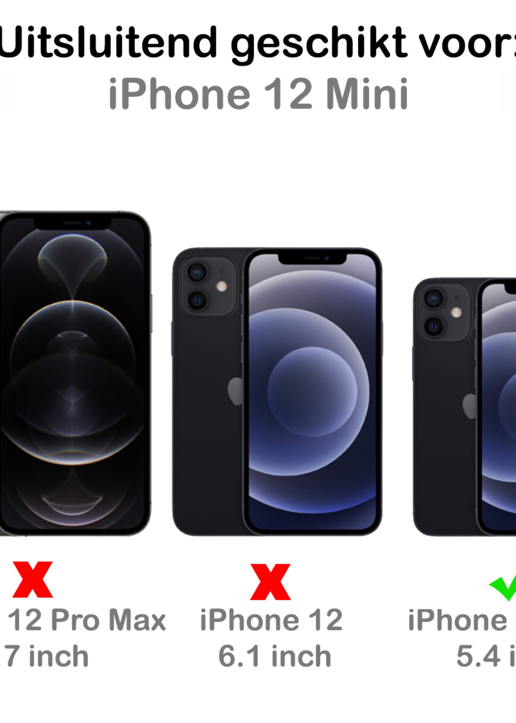 BTH Hoesje Geschikt voor iPhone 12 Mini Hoesje Dubbelzijdig Gehard Glas Magneet Case - Hoes Geschikt voor iPhone 12 Mini Hoes Met Magnetische Connectie - Zwart