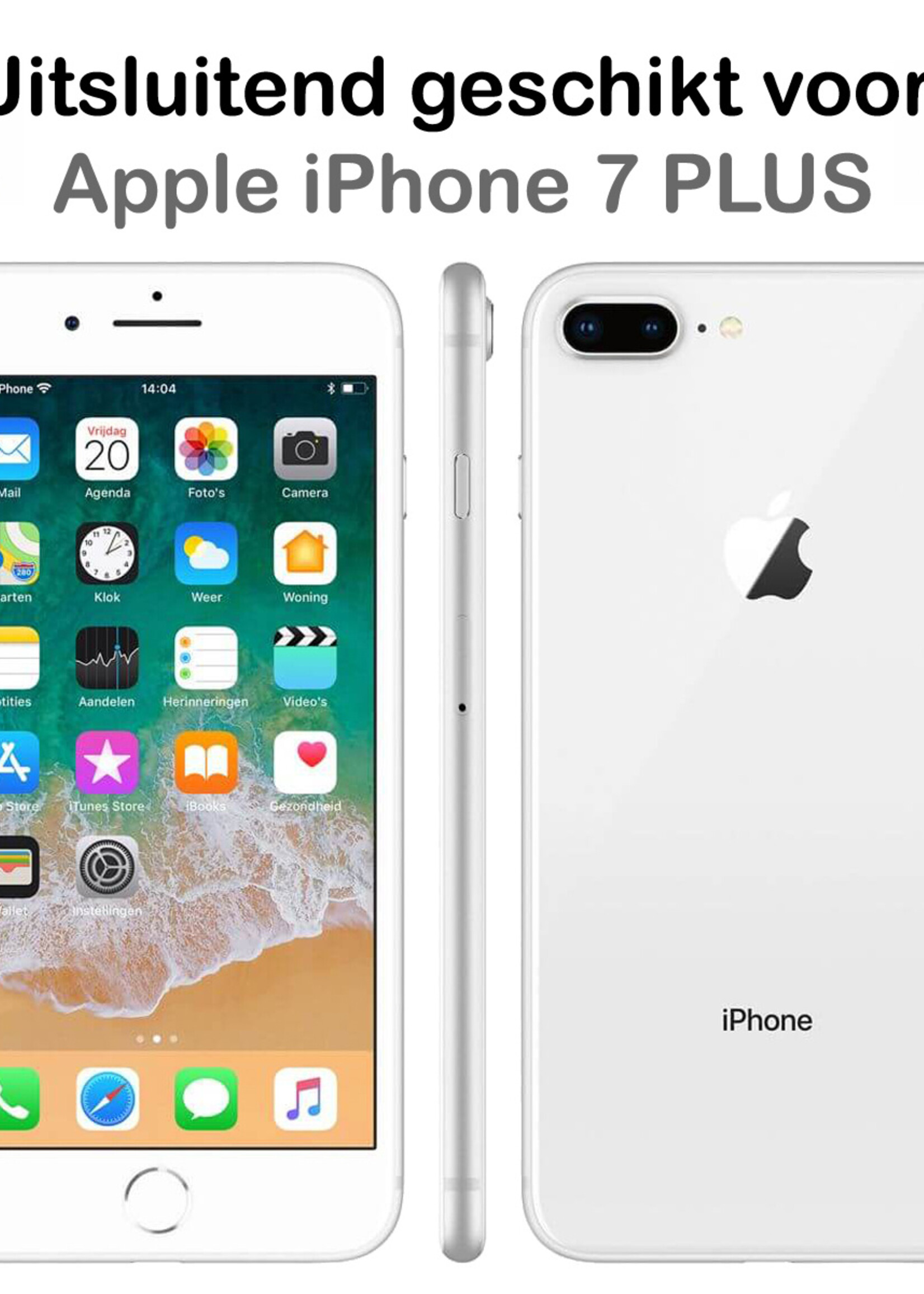 BTH Hoesje Geschikt voor iPhone 7 Plus Hoesje Dubbelzijdig Gehard Glas Magneet Case - Hoes Geschikt voor iPhone 7 Plus Hoes Met Magnetische Connectie - Zilver - 2 PACK