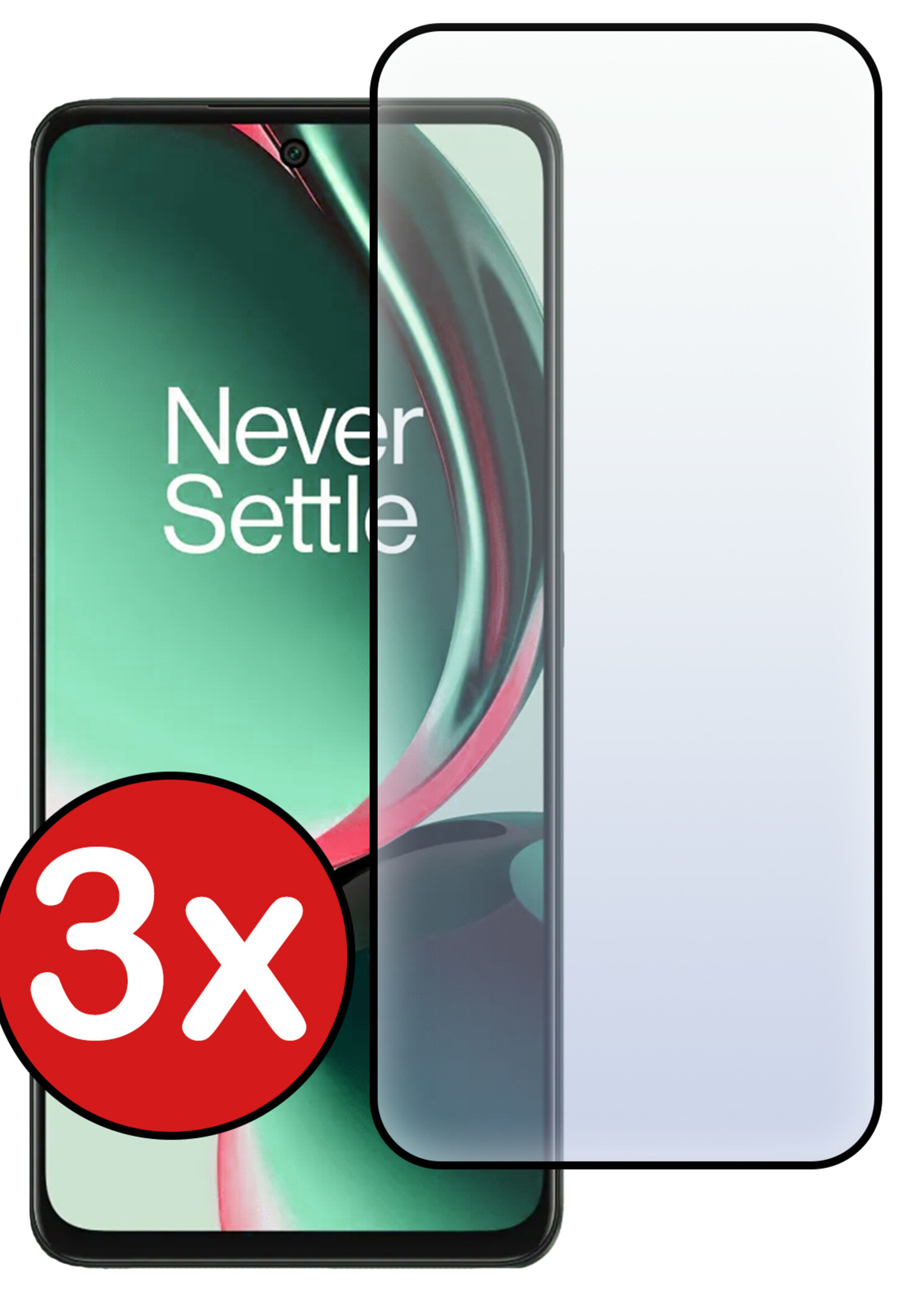 BTH Screenprotector Geschikt voor OnePlus Nord CE 3 Lite Screenprotector Glas Gehard Tempered Glass Full Cover - Screenprotector Geschikt voor OnePlus Nord CE 3 Lite Screen Protector Screen Cover - 3 PACK