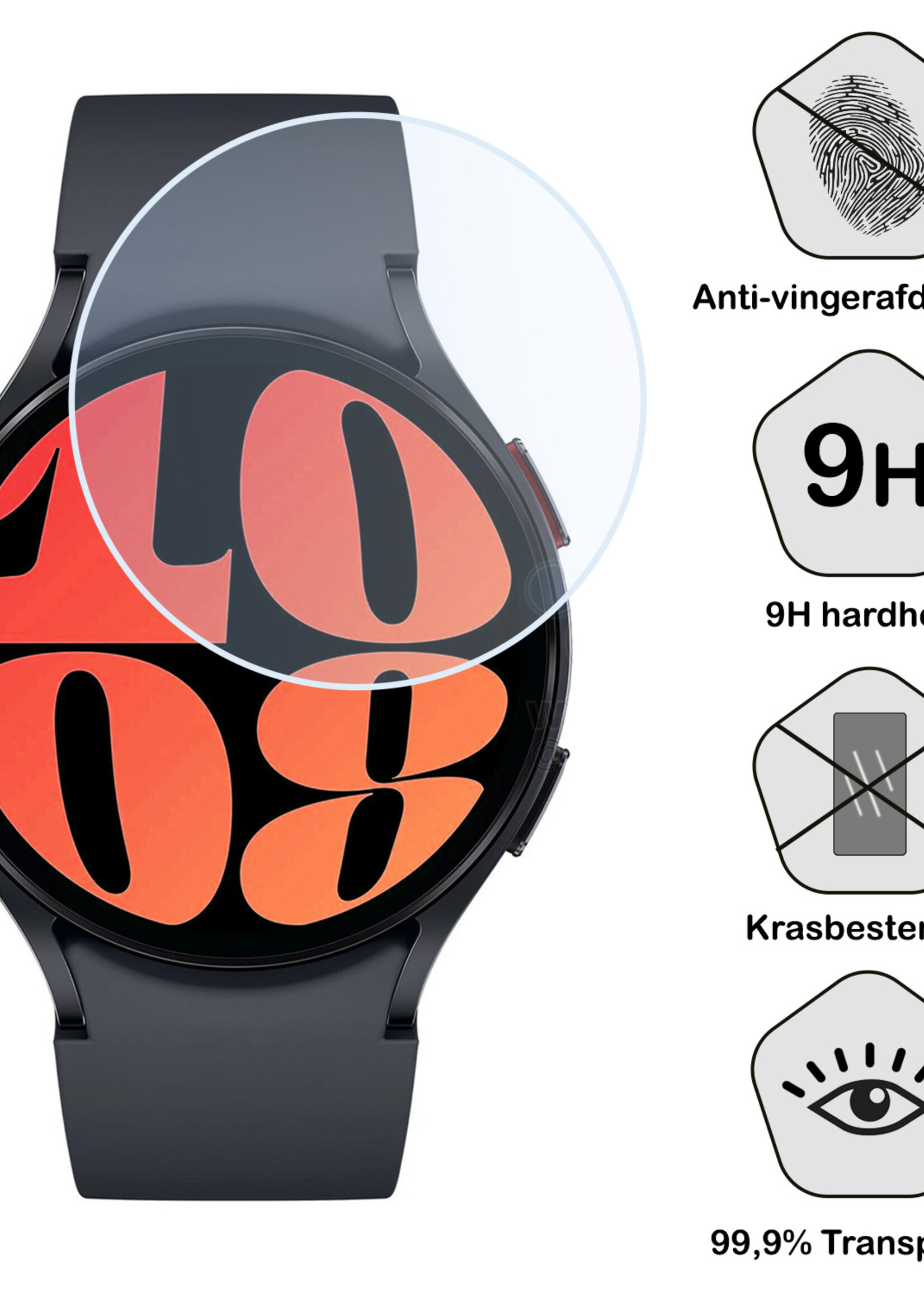 BTH Screenprotector Geschikt voor Samsung Watch 6 44 mm Screenprotector Glas Gehard Screen Cover - Screen Protector Geschikt voor Samsung Galaxy Watch 6 (44 mm) Screenprotector Tempered Glass - 2 PACK