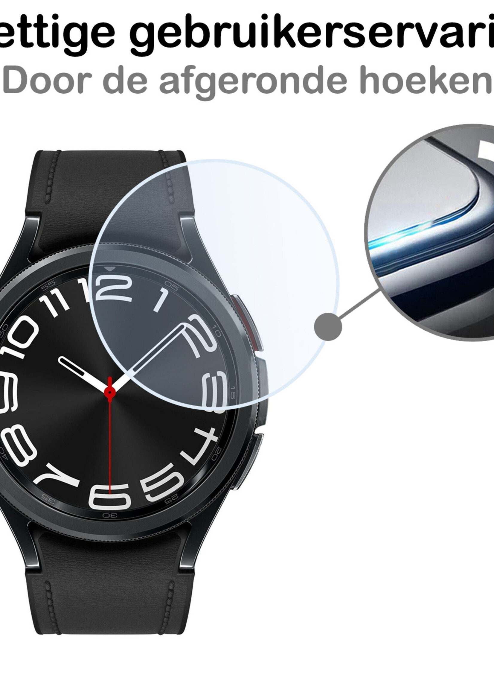 BTH Screenprotector Geschikt voor Samsung Watch 6 Classic 43 mm Screenprotector Glas Gehard Screen Cover - Screen Protector Geschikt voor Samsung Galaxy Watch 6 Classic (43 mm) Screenprotector Tempered Glass - 3 PACK