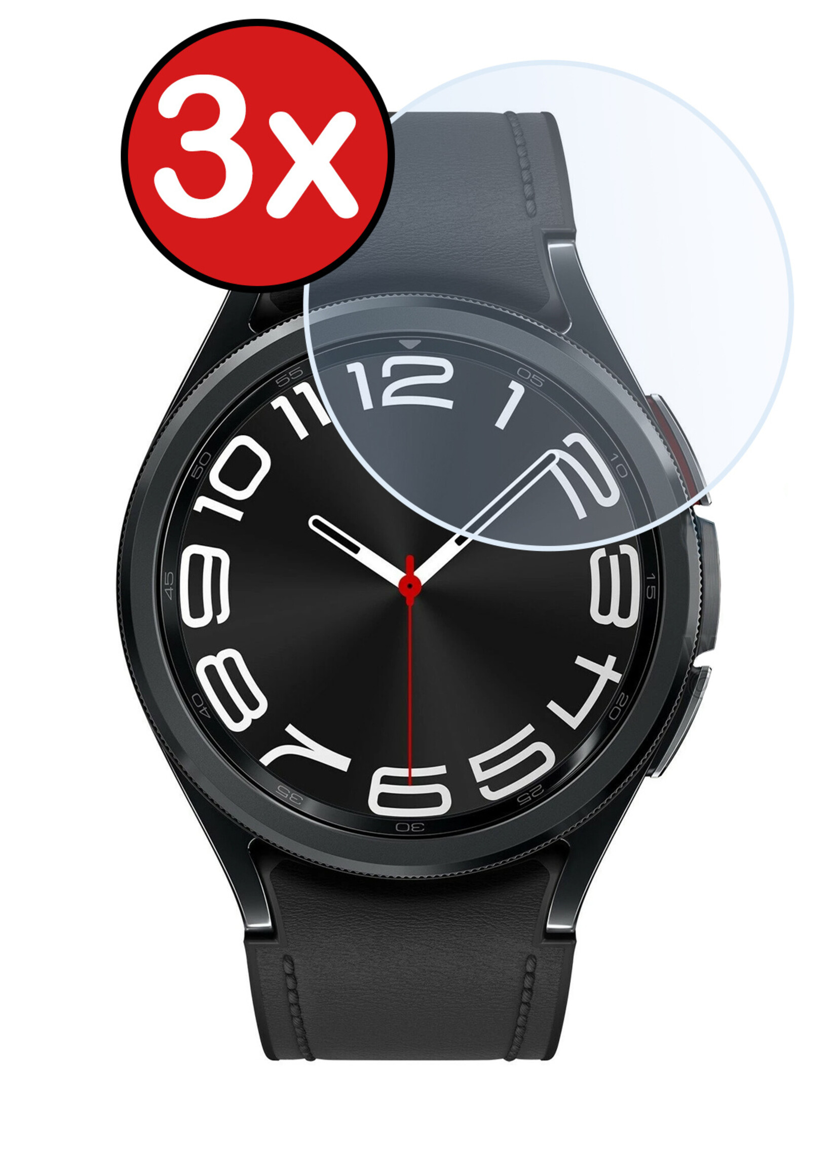 BTH Screenprotector Geschikt voor Samsung Watch 6 Classic 47 mm Screenprotector Glas Gehard Screen Cover - Screen Protector Geschikt voor Samsung Galaxy Watch 6 Classic (47 mm) Screenprotector Tempered Glass - 3 PACK
