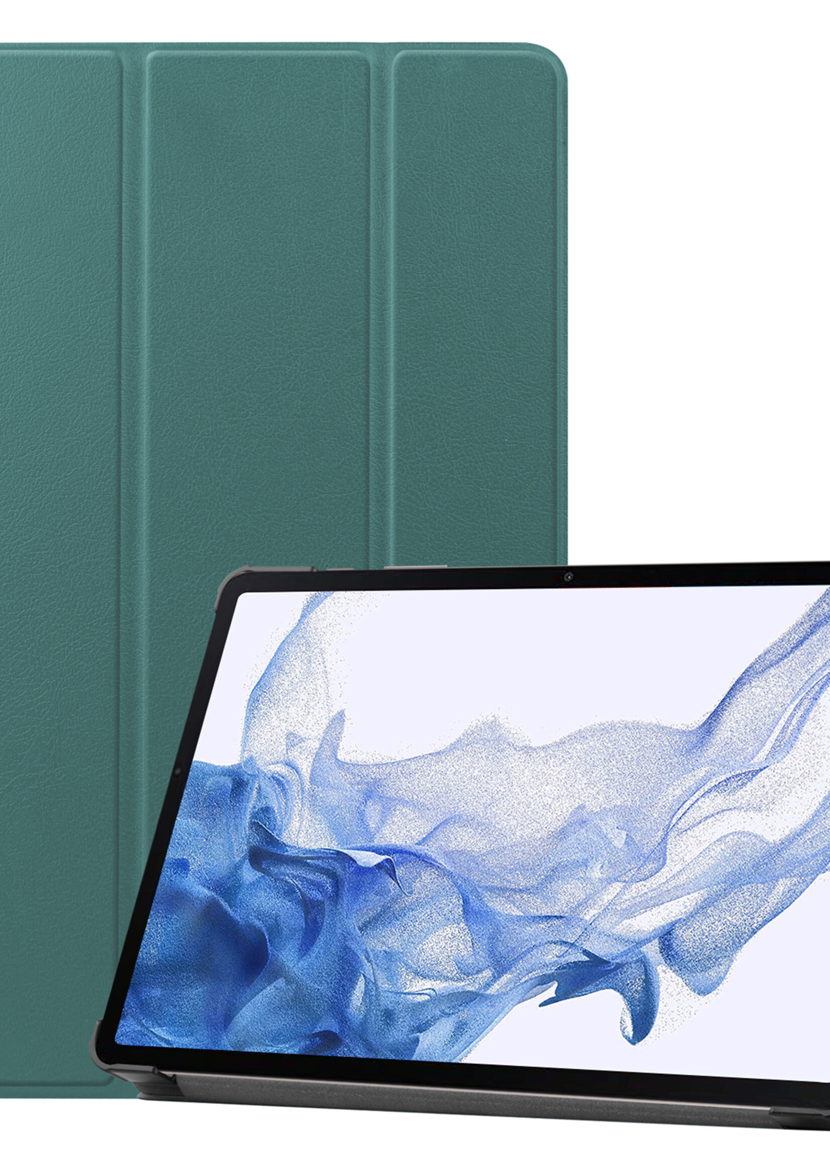 BTH Hoes Geschikt voor Samsung Galaxy Tab S9 Plus Hoes Book Case Hoesje Trifold Cover Met Uitsparing Geschikt voor S Pen - Hoesje Geschikt voor Samsung Tab S9 Plus Hoesje Bookcase - Groen