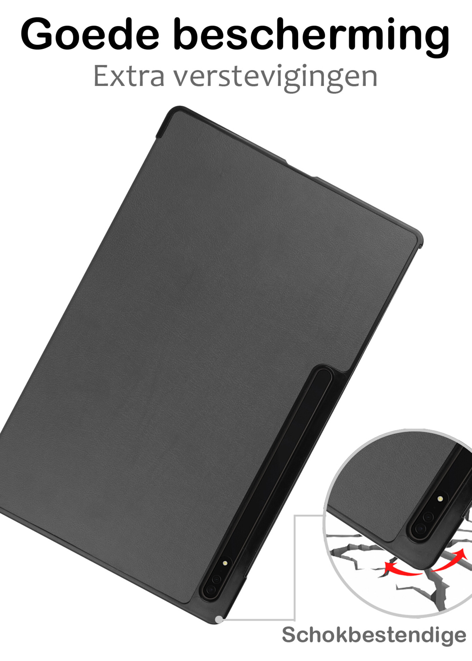 BTH Hoes Geschikt voor Samsung Galaxy Tab S9 Ultra Hoes Book Case Hoesje Trifold Cover Met Uitsparing Geschikt voor S Pen - Hoesje Geschikt voor Samsung Tab S9 Ultra Hoesje Bookcase - Grijs