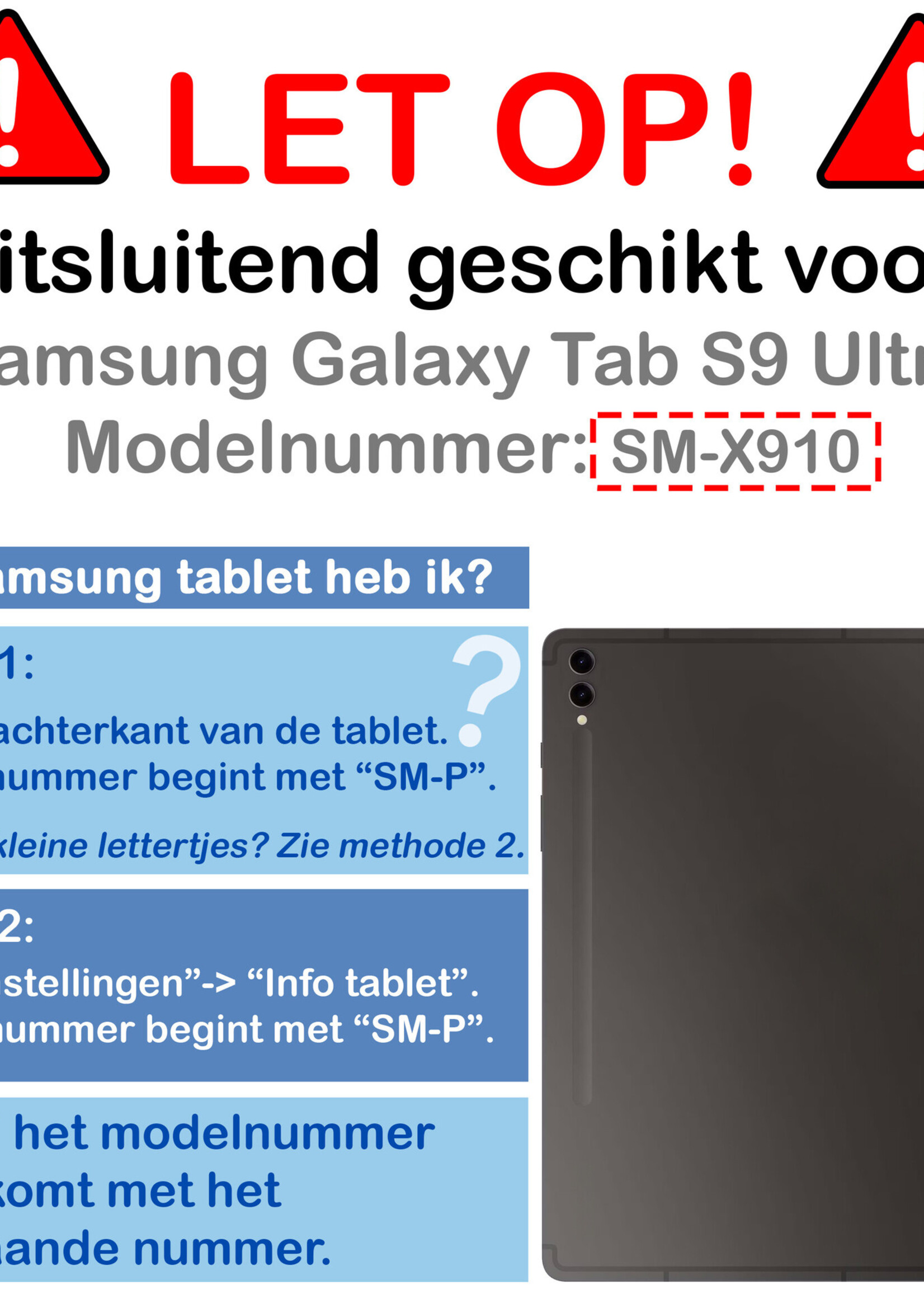 BTH Hoes Geschikt voor Samsung Galaxy Tab S9 Ultra Hoes Book Case Hoesje Trifold Cover Met Uitsparing Geschikt voor S Pen Met Screenprotector - Hoesje Geschikt voor Samsung Tab S9 Ultra Hoesje Bookcase - Rosé goud