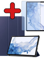 BTH BTH Samsung Galaxy Tab S9 Plus Hoesje Met Uitsparing S Pen Met Screenprotector - Donkerblauw