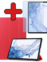 BTH BTH Samsung Galaxy Tab S9 Hoesje Met Uitsparing S Pen Met Screenprotector - Rood