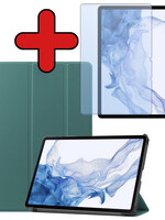 BTH BTH Samsung Galaxy Tab S9 Hoesje Met Uitsparing S Pen Met Screenprotector - Donkergroen