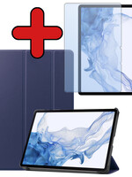 BTH BTH Samsung Galaxy Tab S9 Hoesje Met Uitsparing S Pen Met Screenprotector - Donkerblauw