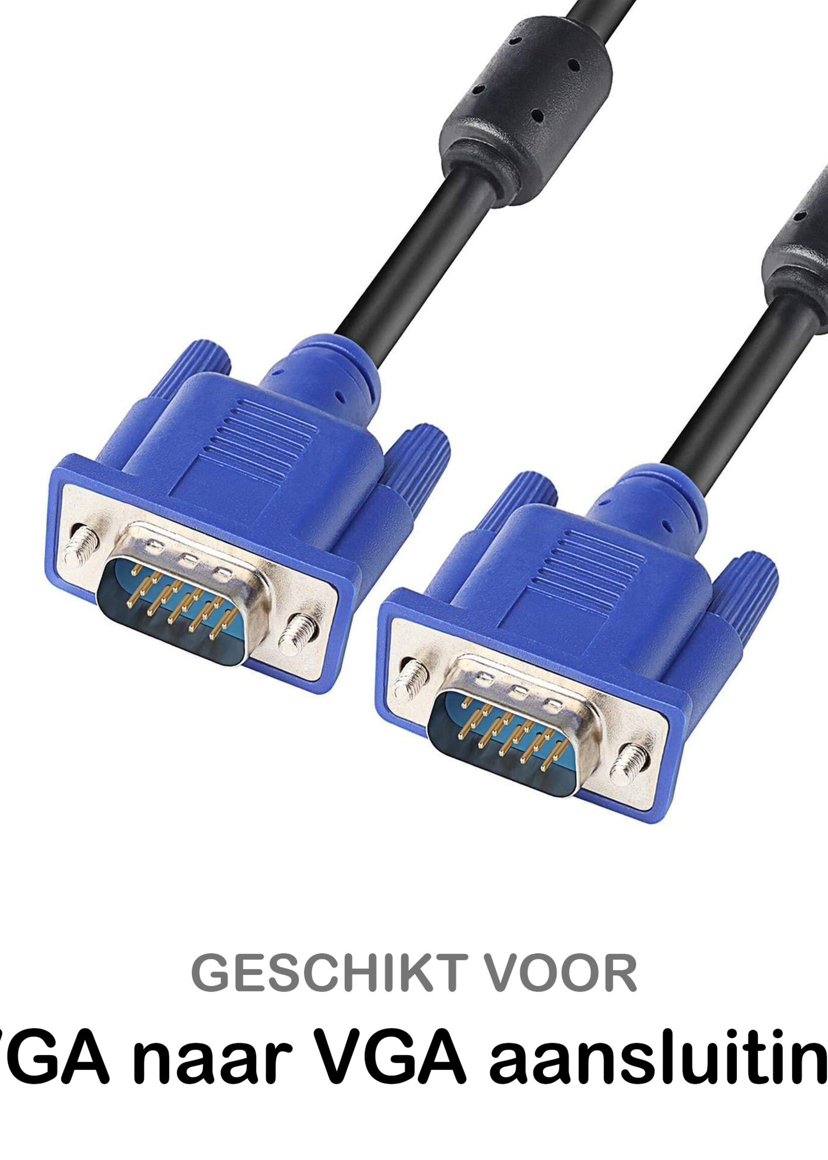 BTH VGA Kabel Adapter Verlengkabel - VGA naar VGA Monitor Kabel 1080p HD - 1.5 Meter - Blauw
