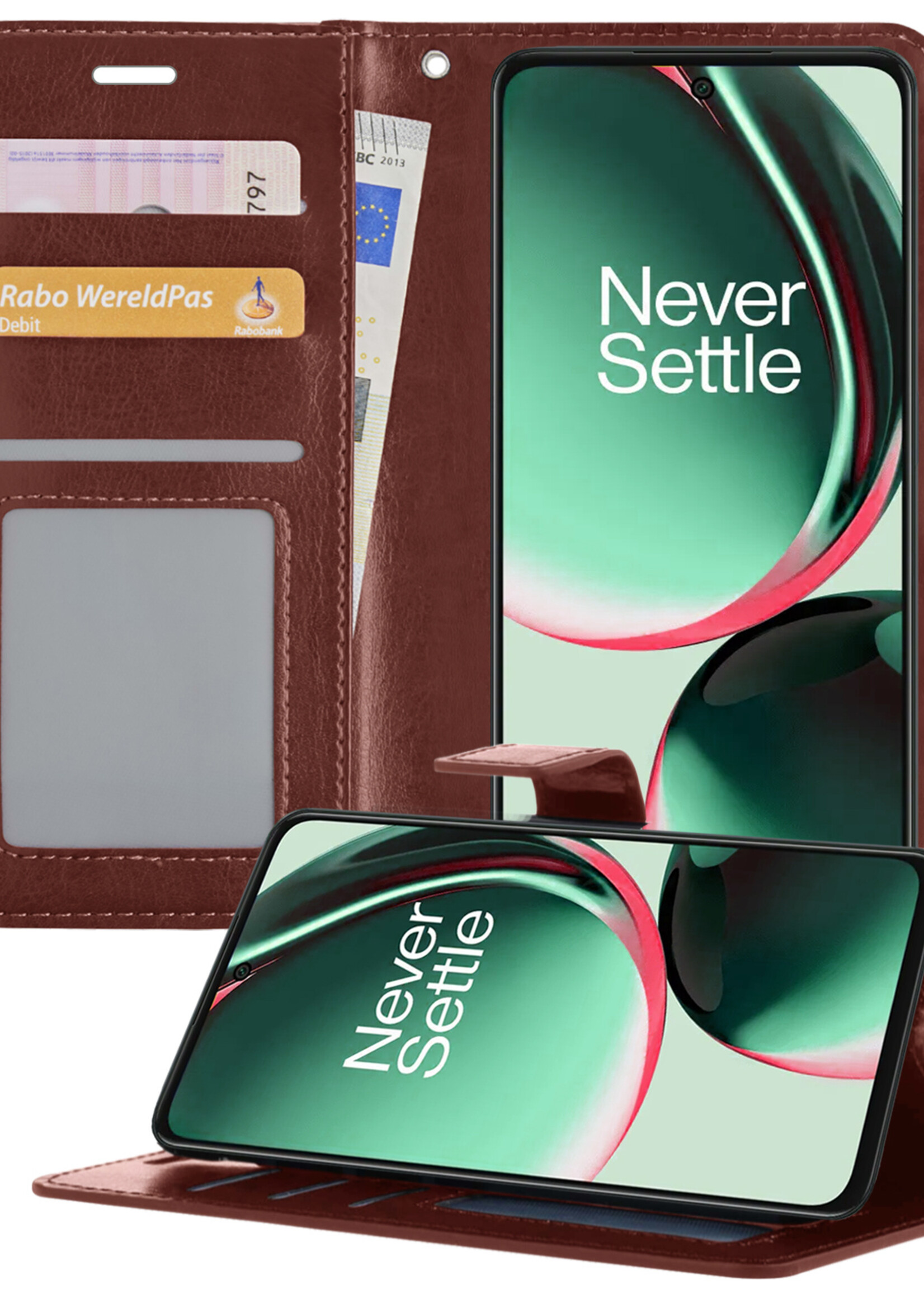 BTH Hoesje Geschikt voor OnePlus Nord CE 3 Lite Hoesje Book Case Hoes Portemonnee Cover Walletcase - Hoes Geschikt voor OnePlus Nord CE 3 Lite Hoes Bookcase Hoesje - Bruin