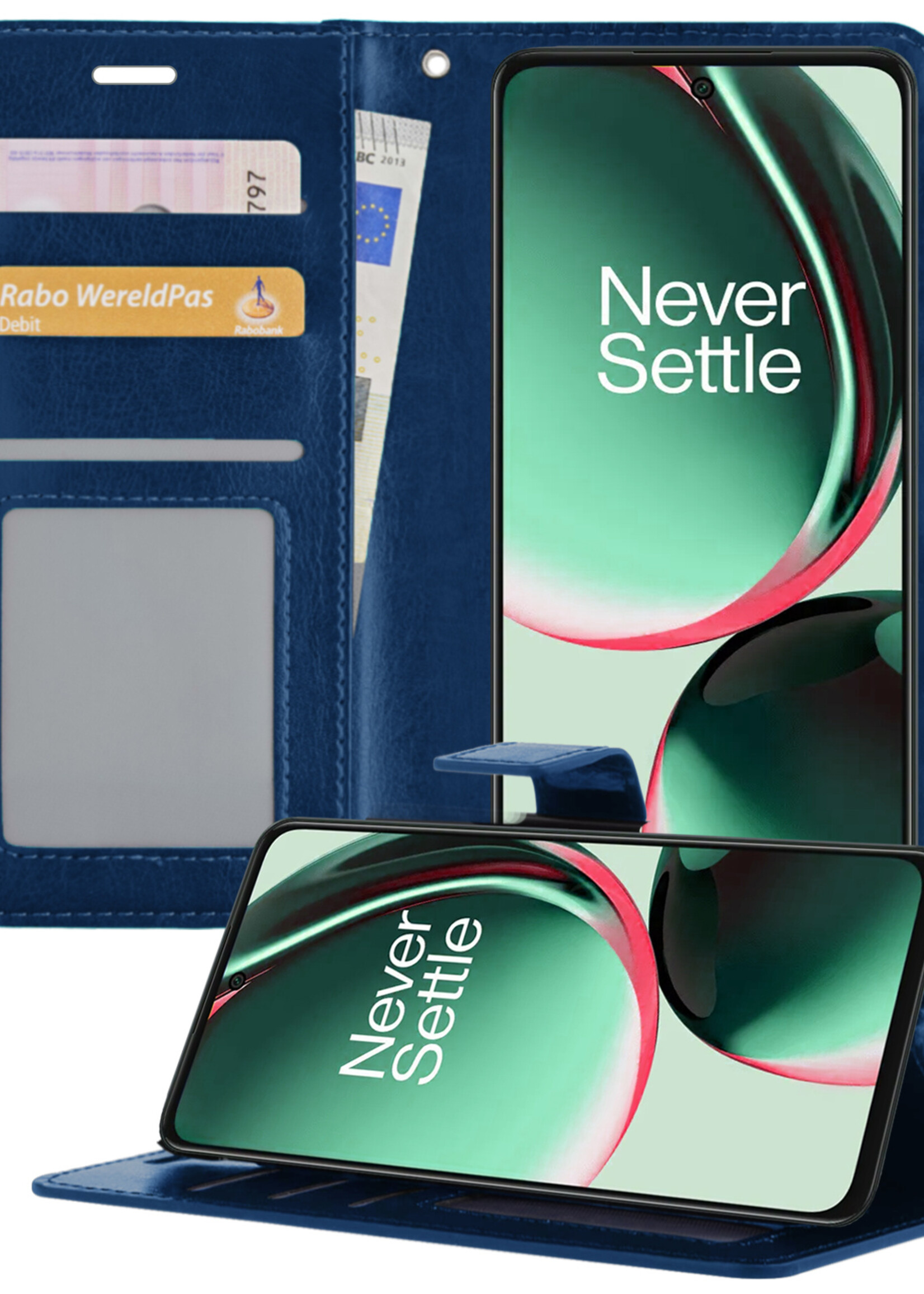 BTH Hoesje Geschikt voor OnePlus Nord CE 3 Lite Hoesje Book Case Hoes Portemonnee Cover Walletcase - Hoes Geschikt voor OnePlus Nord CE 3 Lite Hoes Bookcase Hoesje - Blauw