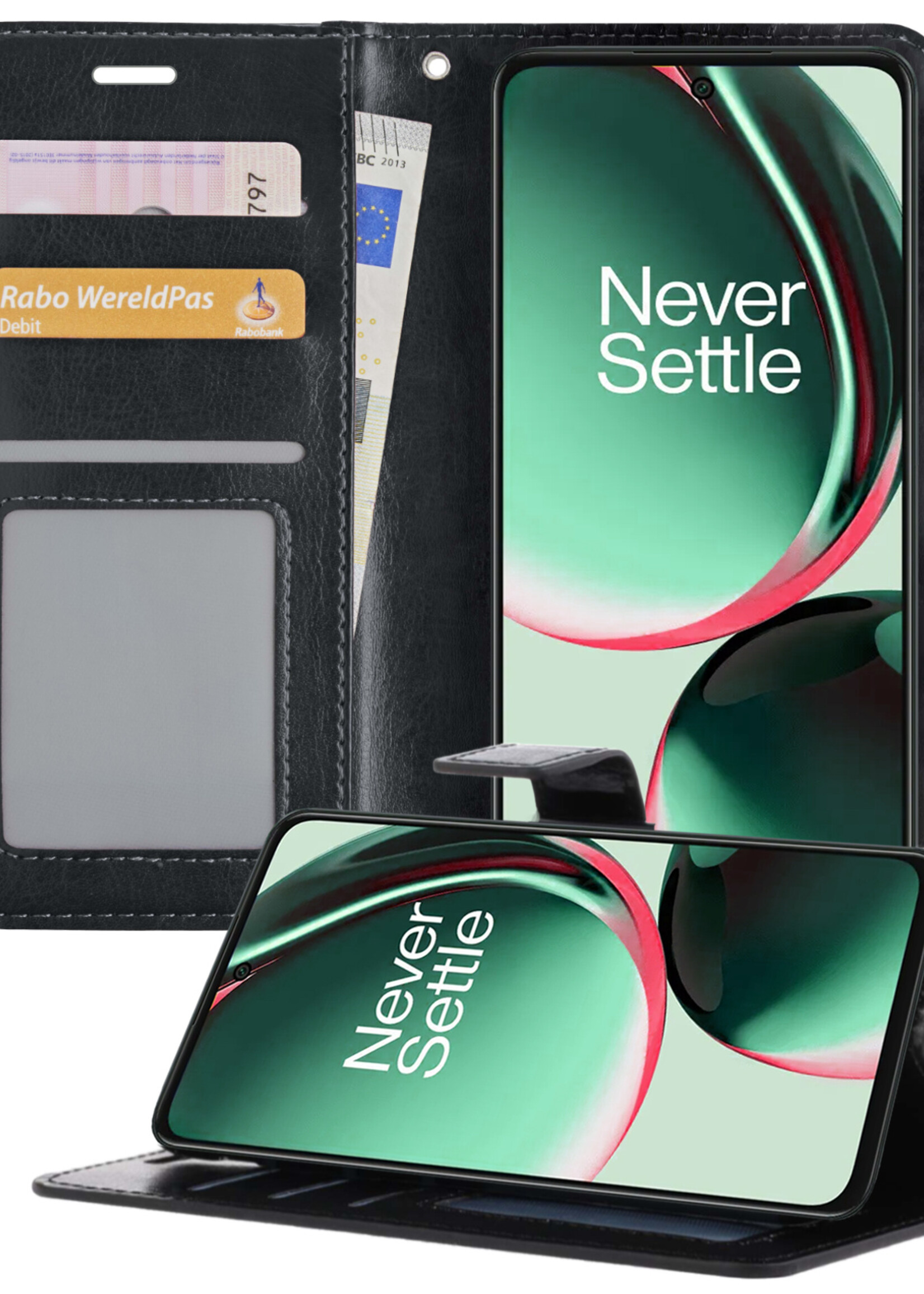 BTH Hoesje Geschikt voor OnePlus Nord CE 3 Lite Hoesje Book Case Hoes Portemonnee Cover Walletcase - Hoes Geschikt voor OnePlus Nord CE 3 Lite Hoes Bookcase Hoesje - Zwart