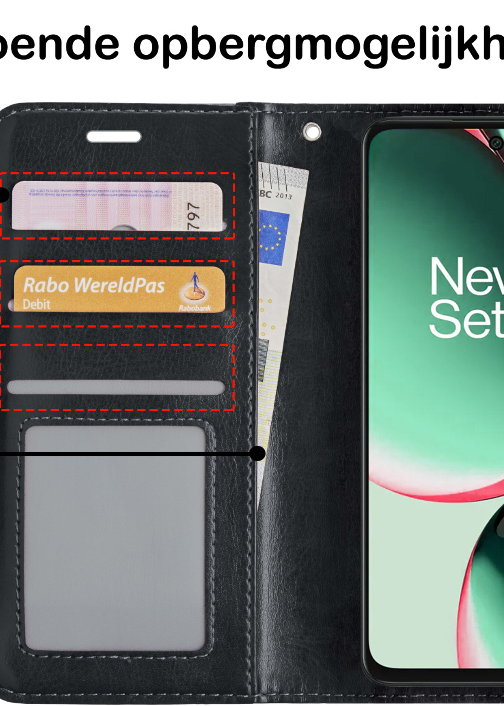 BTH Hoesje Geschikt voor OnePlus Nord CE 3 Lite Hoesje Book Case Hoes Portemonnee Cover Walletcase - Hoes Geschikt voor OnePlus Nord CE 3 Lite Hoes Bookcase Hoesje - Zwart